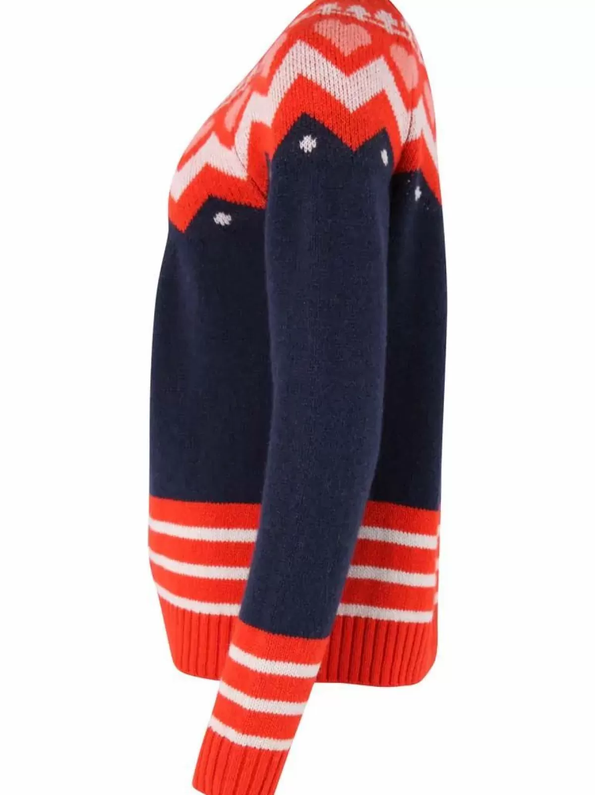 Danefæ Cardigan>Dananja Wool Cardigan Navy/Bright Red/Chalk