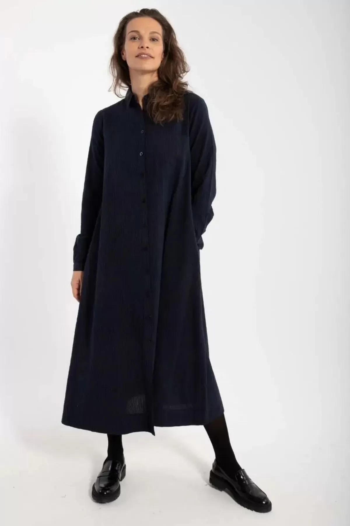 Danefæ Kleider>Danapril Ls Searsucker Dress Black/Marine