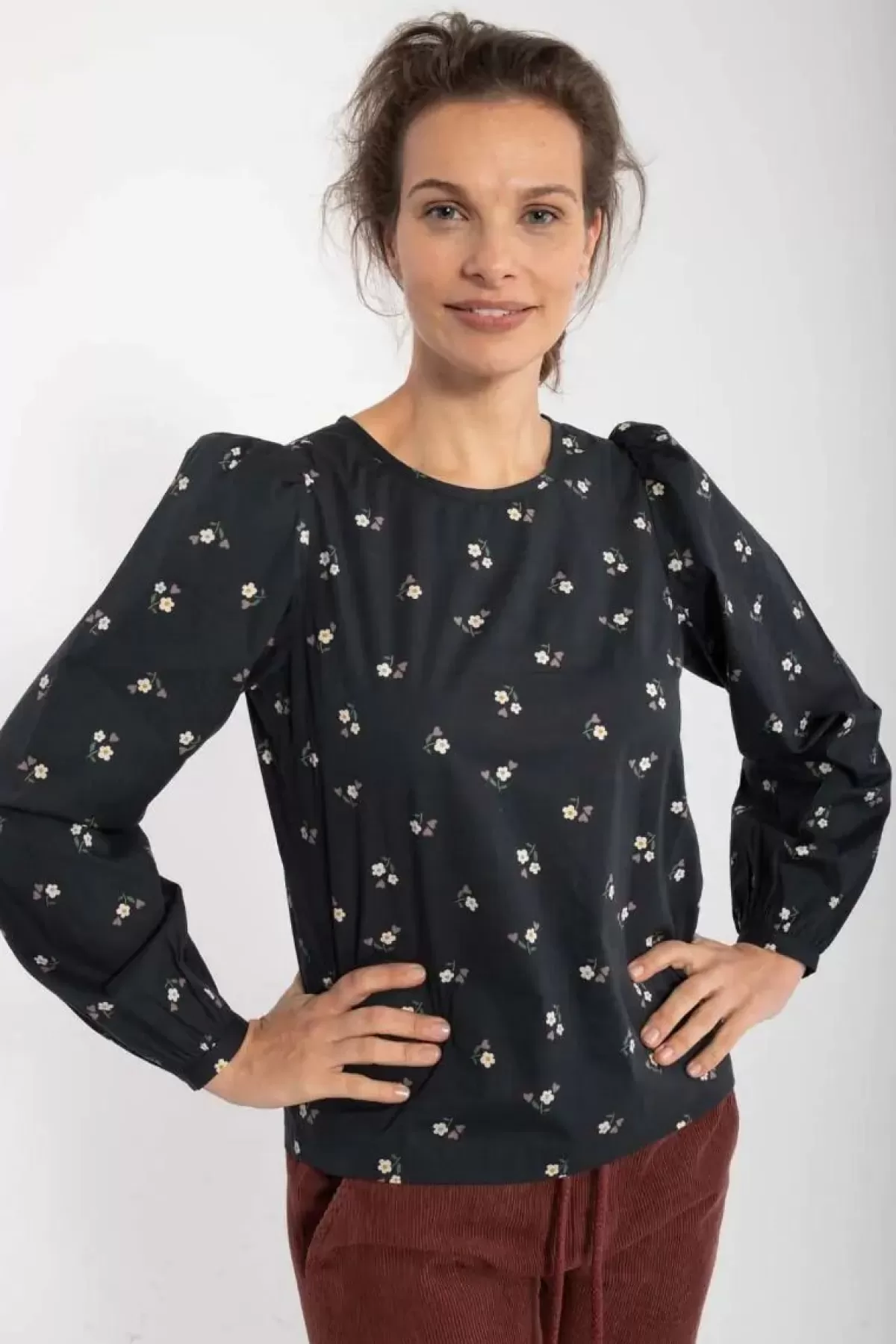 Danefæ Blusen>Danebette Poplin Shirt Black Miniflower