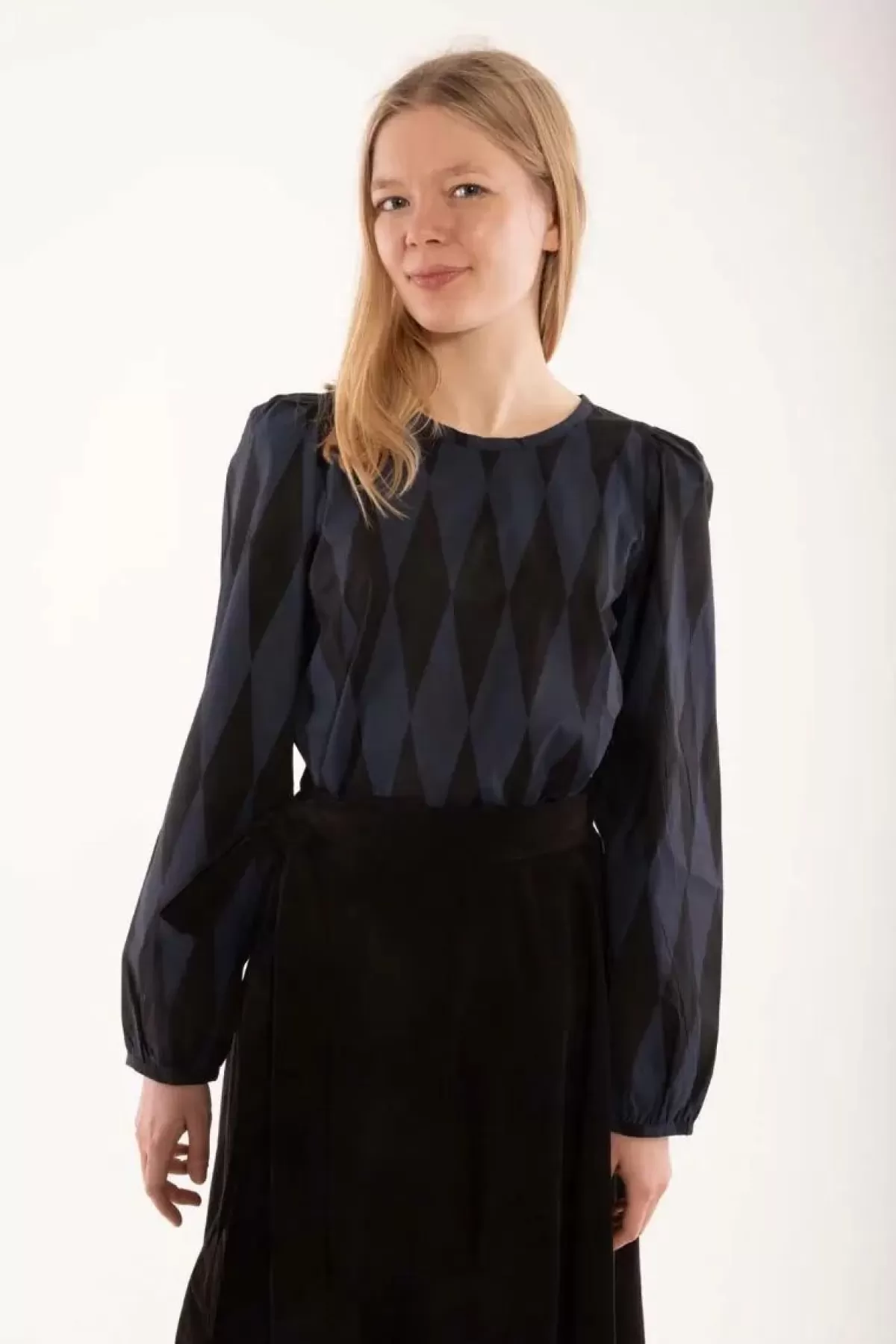 Danefæ Blusen>Danebette Poplin Shirt Black/Marine Diamonds