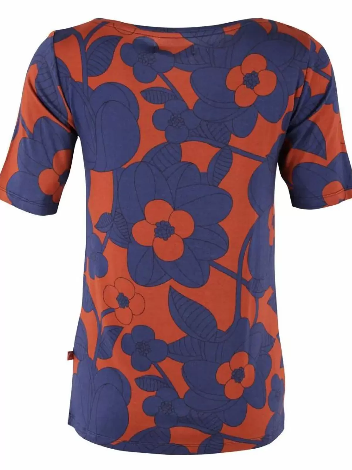 Danefæ T-Shirts>Daneboat Neck Viscose Tee Deep Marine/Rust Bloom Boom