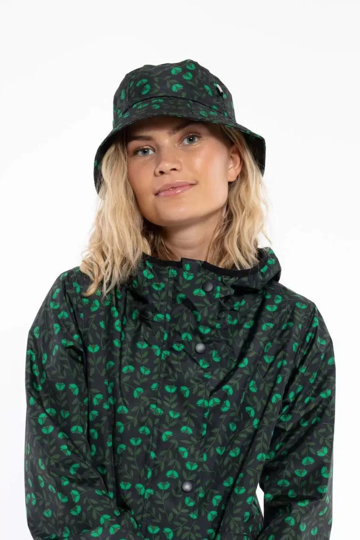 Danefæ Mützen/Hute>Danebucket Rain Hat Black/Khaki Fleurie