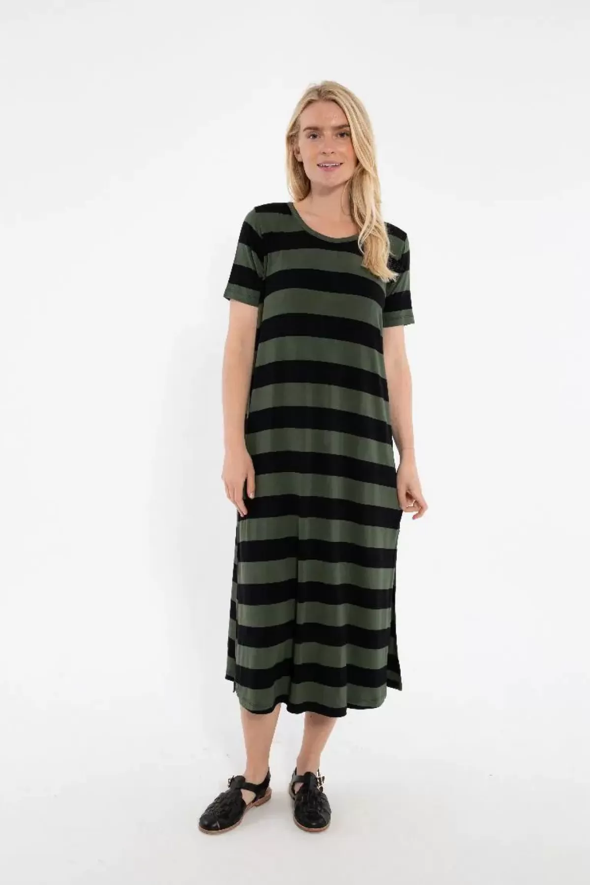 Danefæ Kleider>Danecasilda Viscose Dress Black/Dk Army