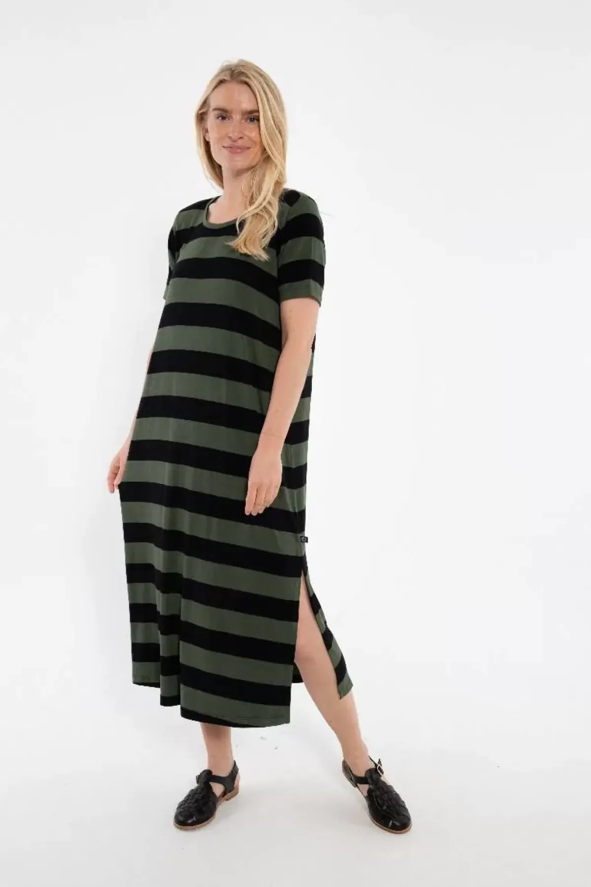 Danefæ Kleider>Danecasilda Viscose Dress Black/Dk Army