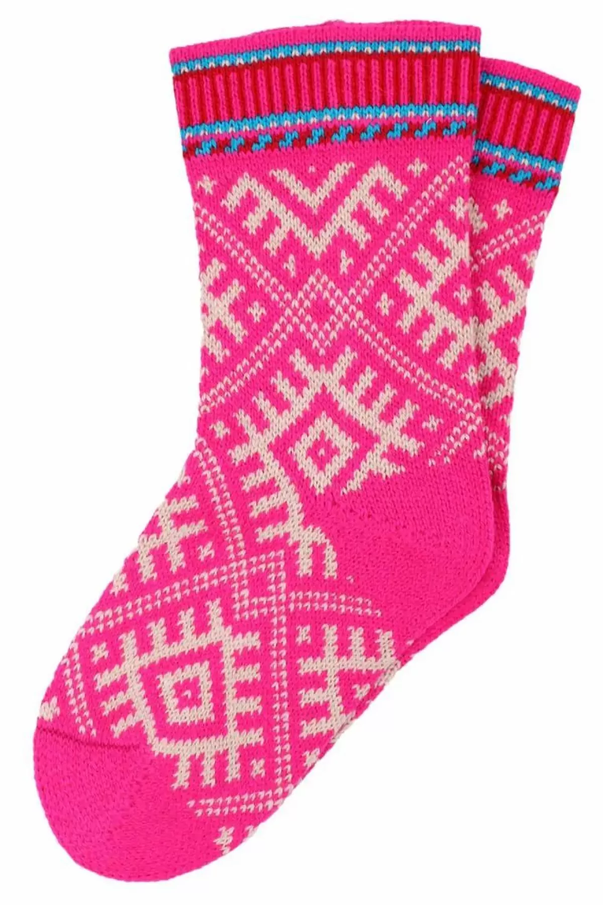 Danefæ Socken Und Strümpfe>Danechalet Wool Socks Neon Pink/Offwhite