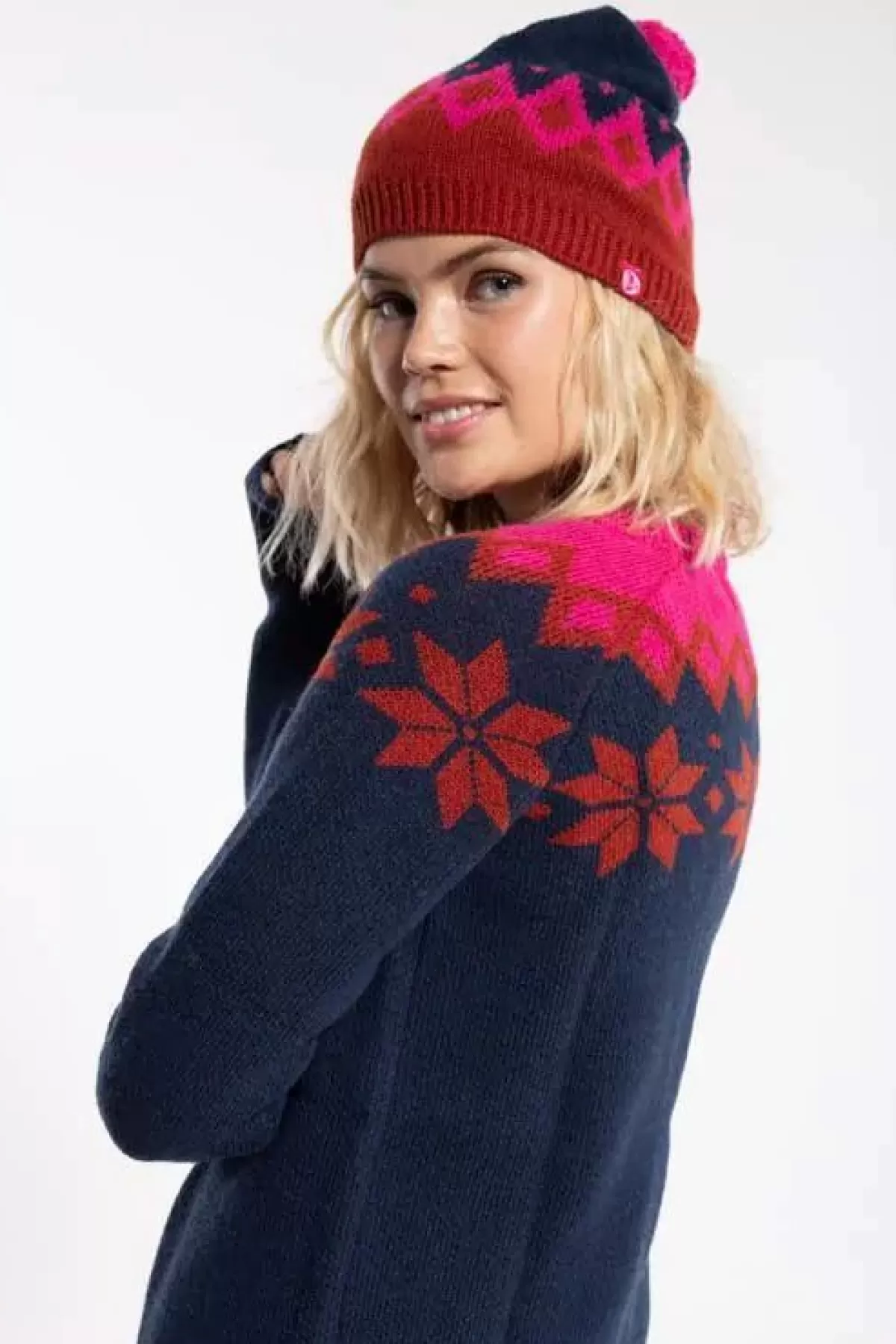Danefæ Mützen/Hute>Danecountry Beanie Navy_Rust/Hotpink