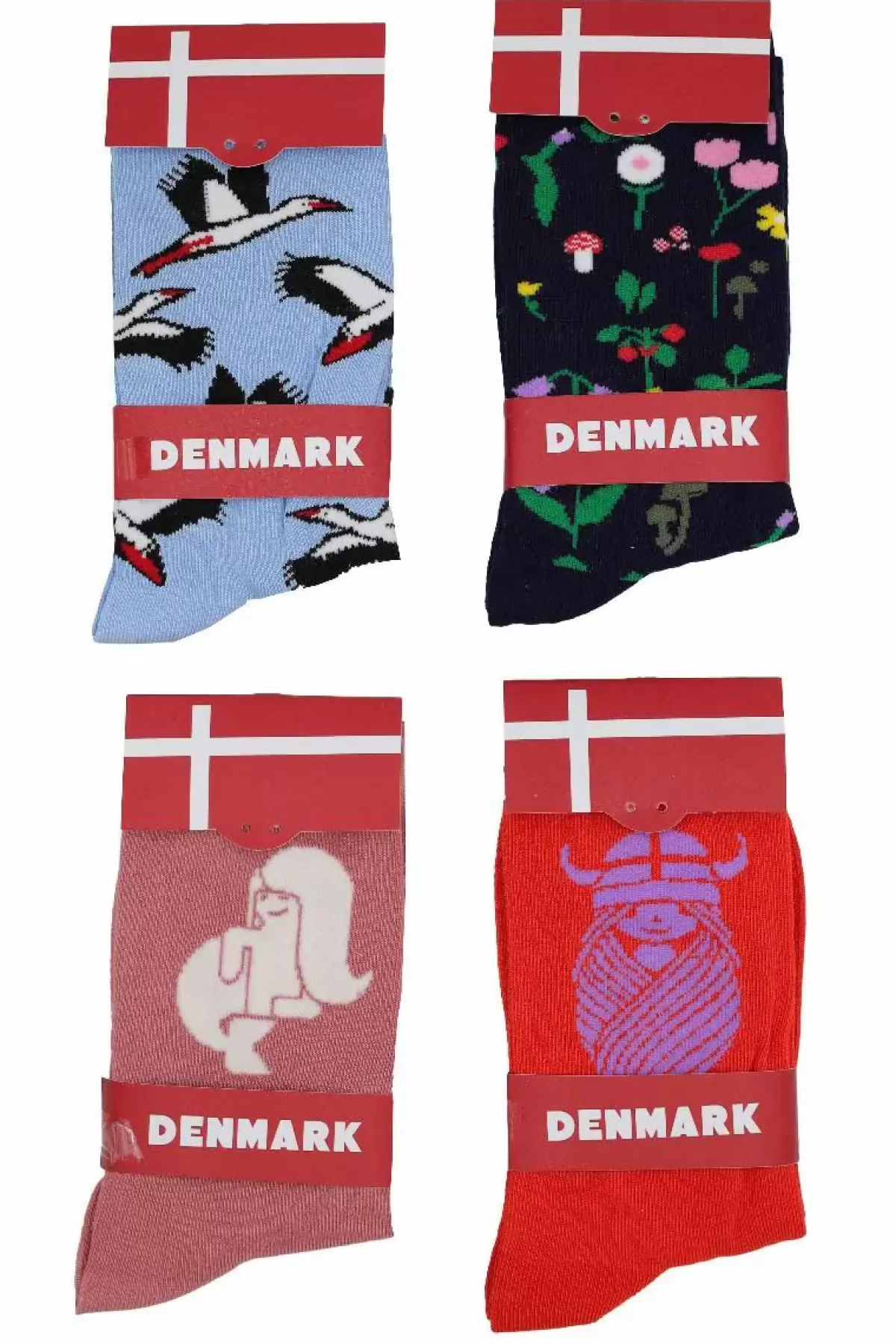 Danefæ Socken Und Strümpfe>Danedanmark Ladies Socks Lt Blue Storks