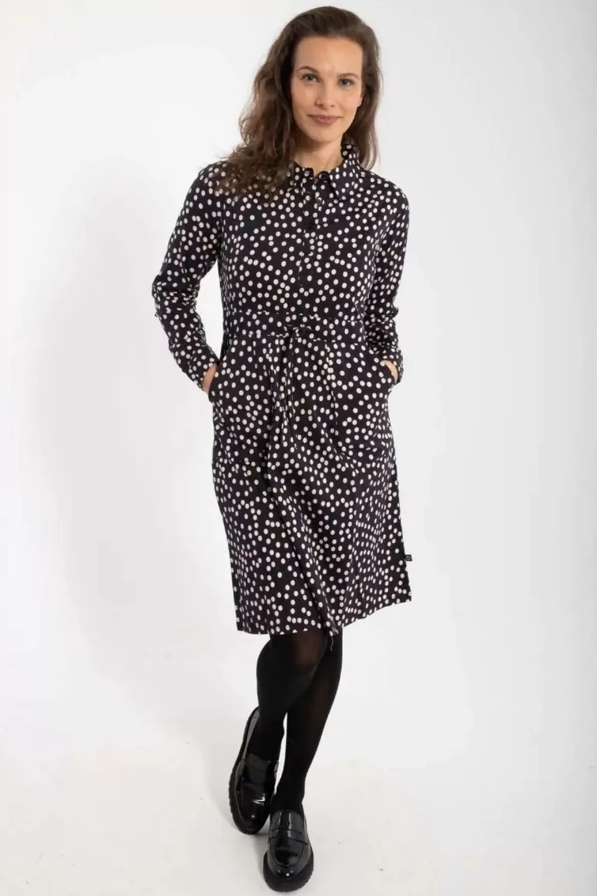 Danefæ Kleider>Daneditte Poplin Dress Black/Chalk Fundots