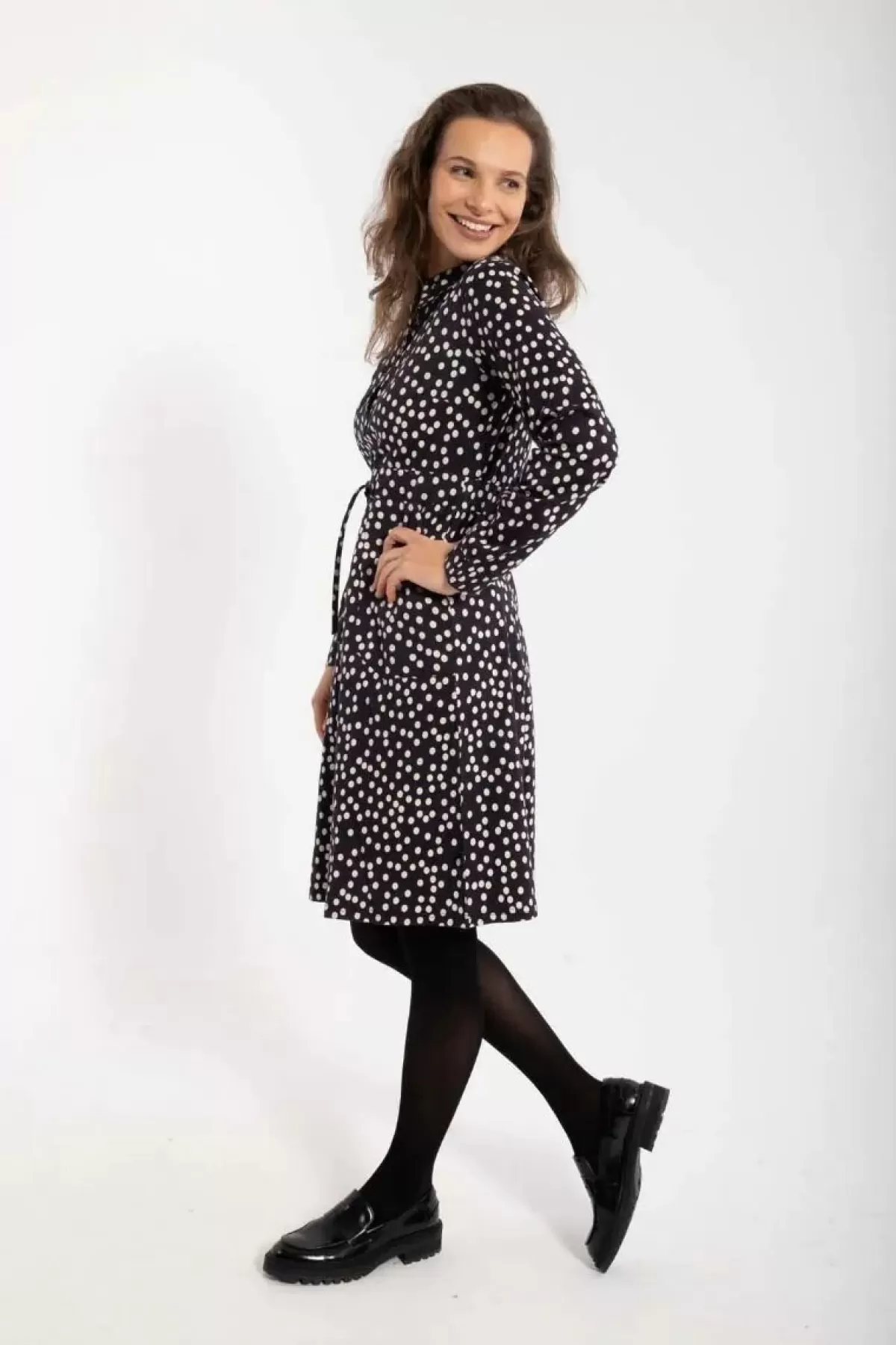 Danefæ Kleider>Daneditte Poplin Dress Black/Chalk Fundots