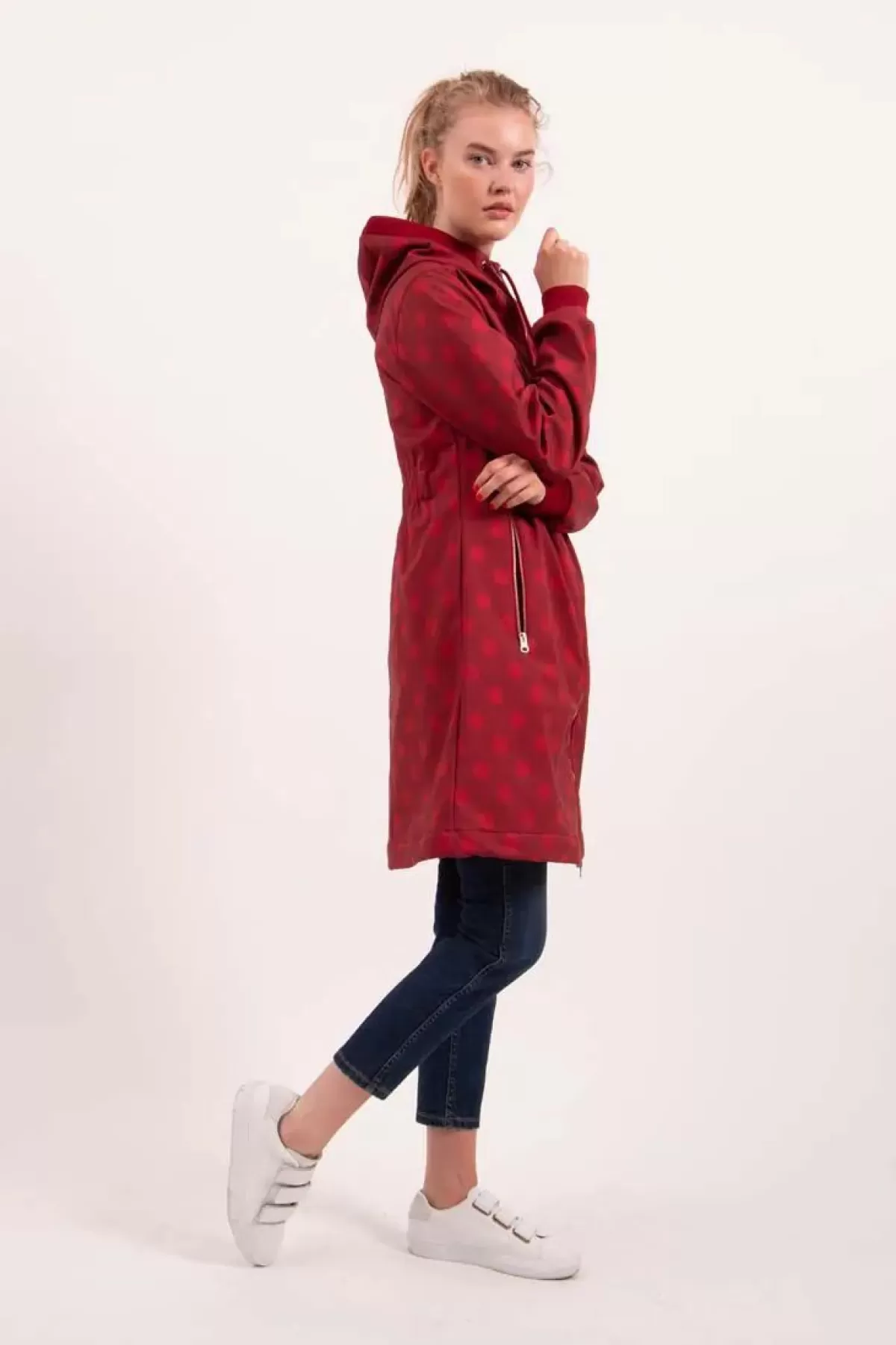 Danefæ Softshell-Jacken>Danejane Softshell Dark Red/Red Dots