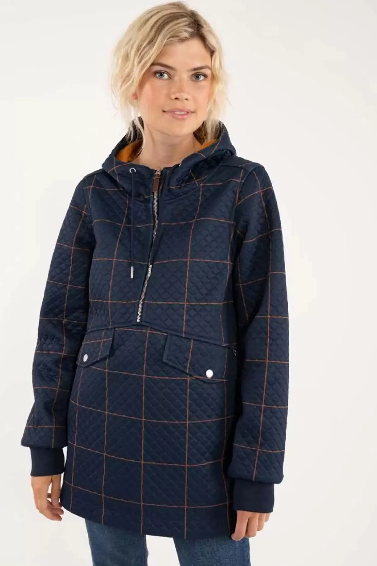 Danefæ Thermokleidung>Danejohanne Thermo Anorak Navy/Occer Large Plaid
