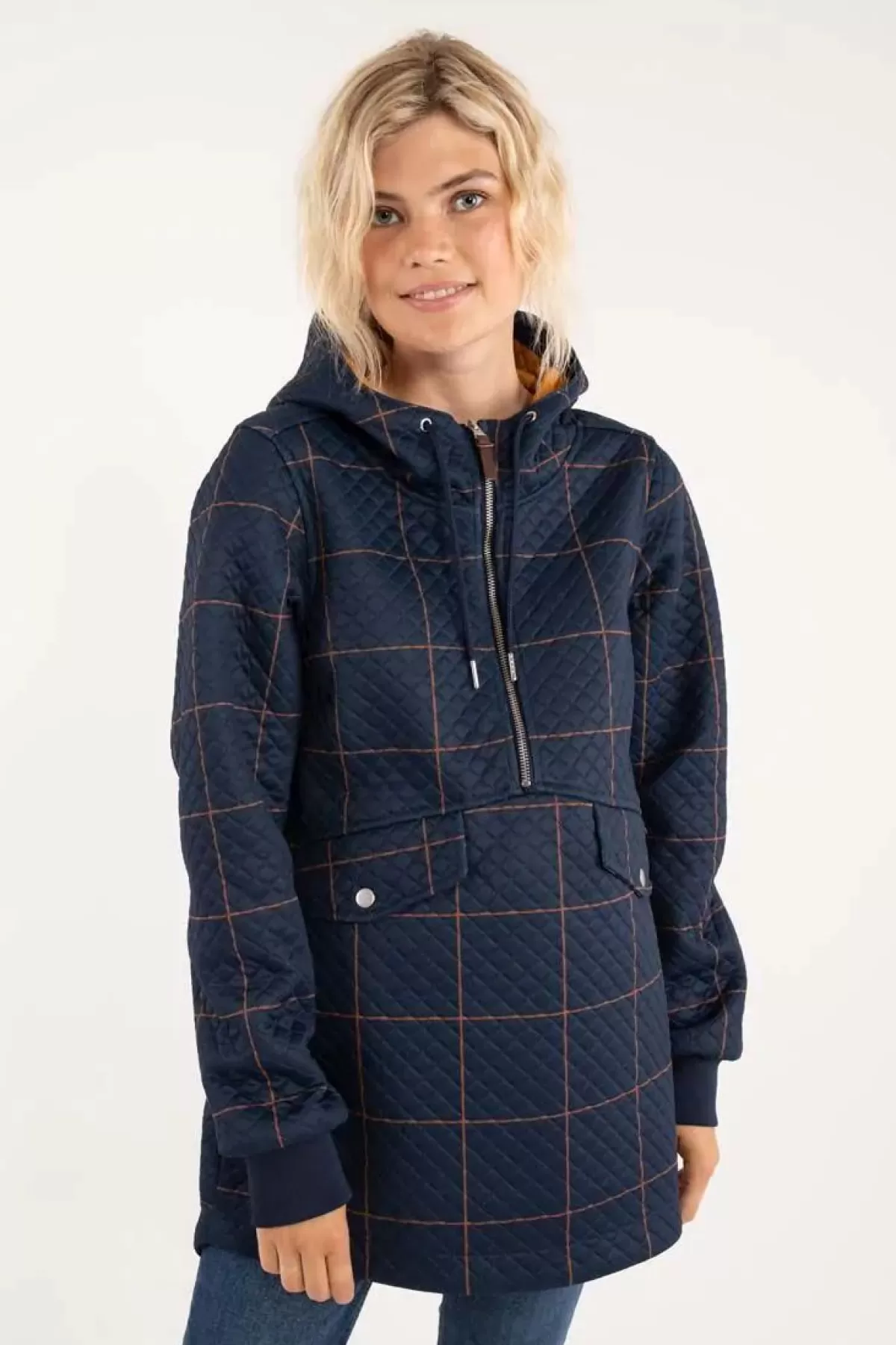 Danefæ Thermokleidung>Danejohanne Thermo Anorak Navy/Occer Large Plaid