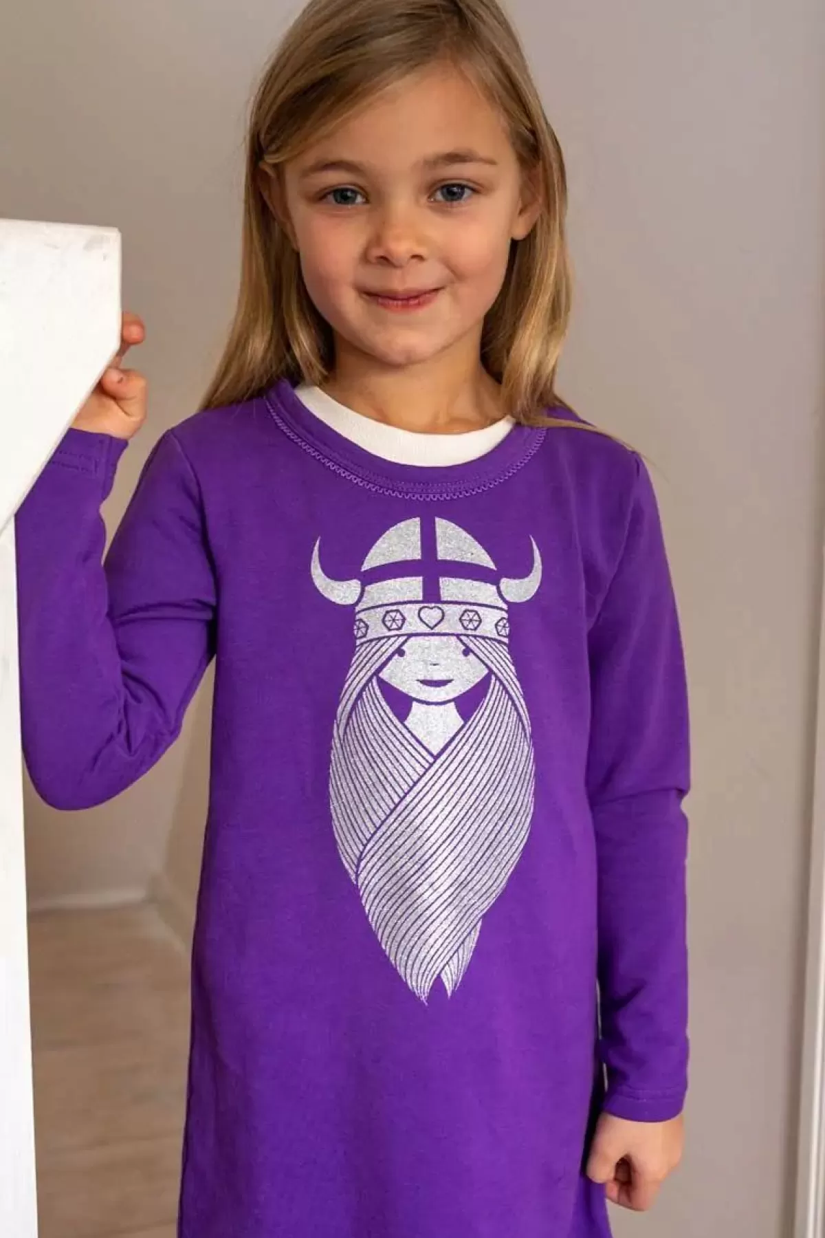 Discount Danekvik Sweater Dress Purple Glitter Freja Kinder Kleider