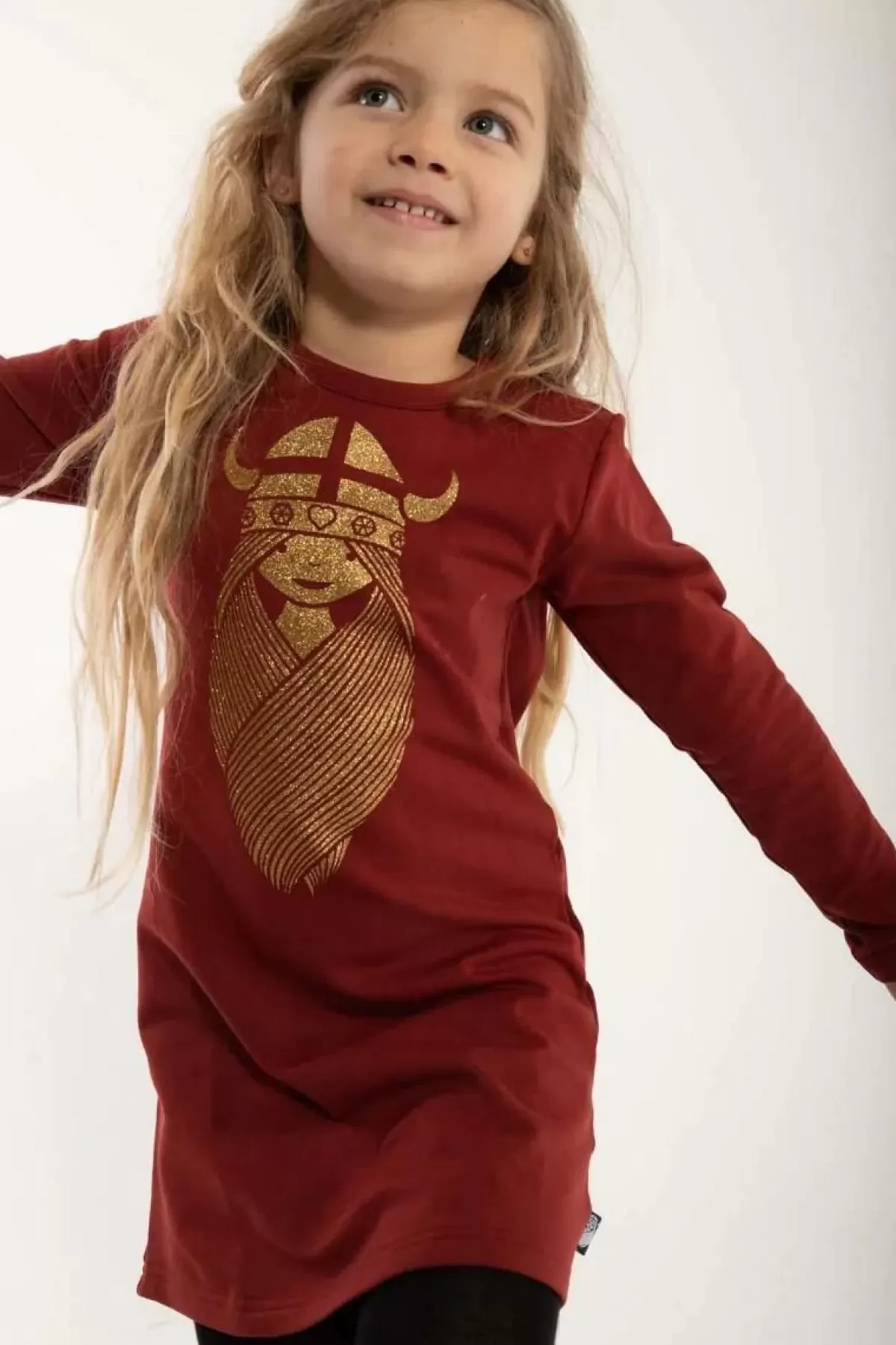 Store Danekvik Sweater Dress Red Wine Freja (Glitter) Kinder Kleider