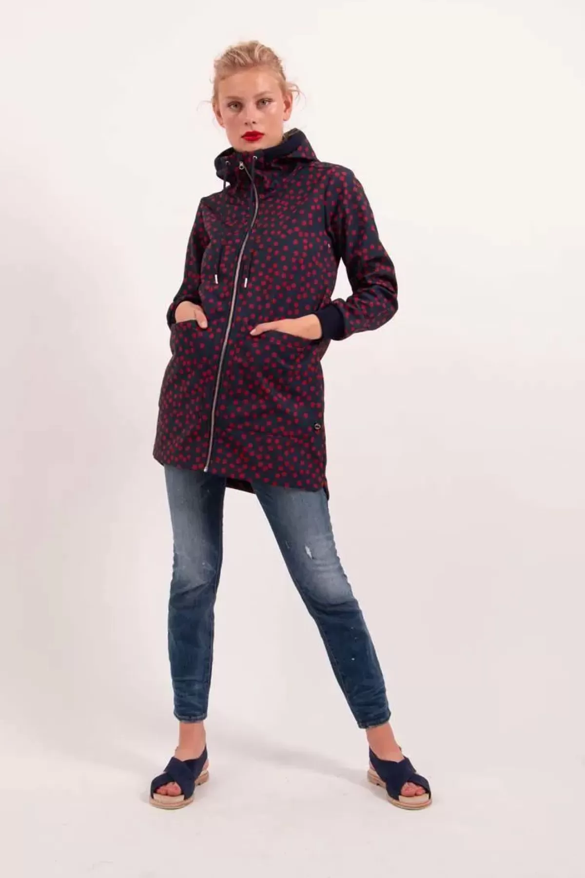 Danefæ Softshell-Jacken>Danelaura Softshell Navy/Red Fundots