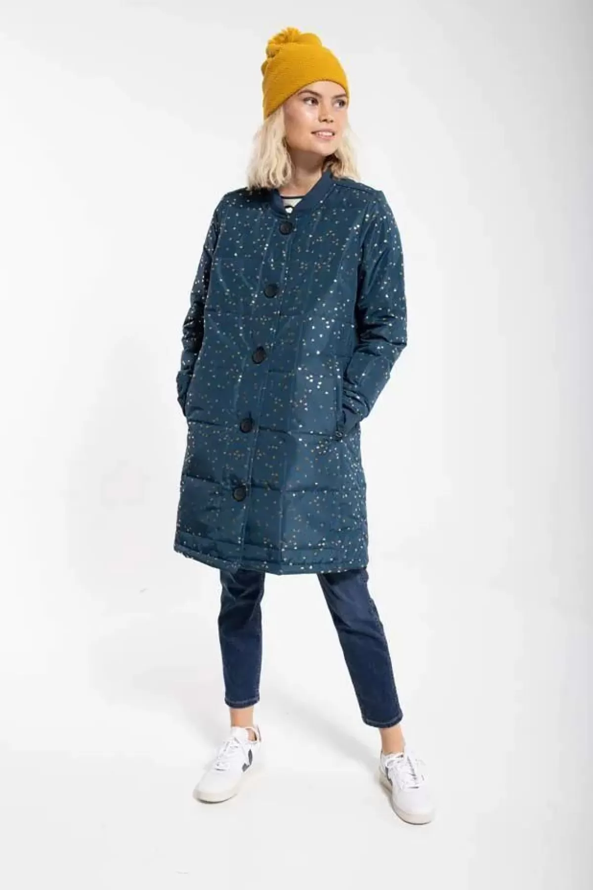 Danefæ Thermokleidung>Danelykke Thermo Jacket Deep Ocean Gold Confetti