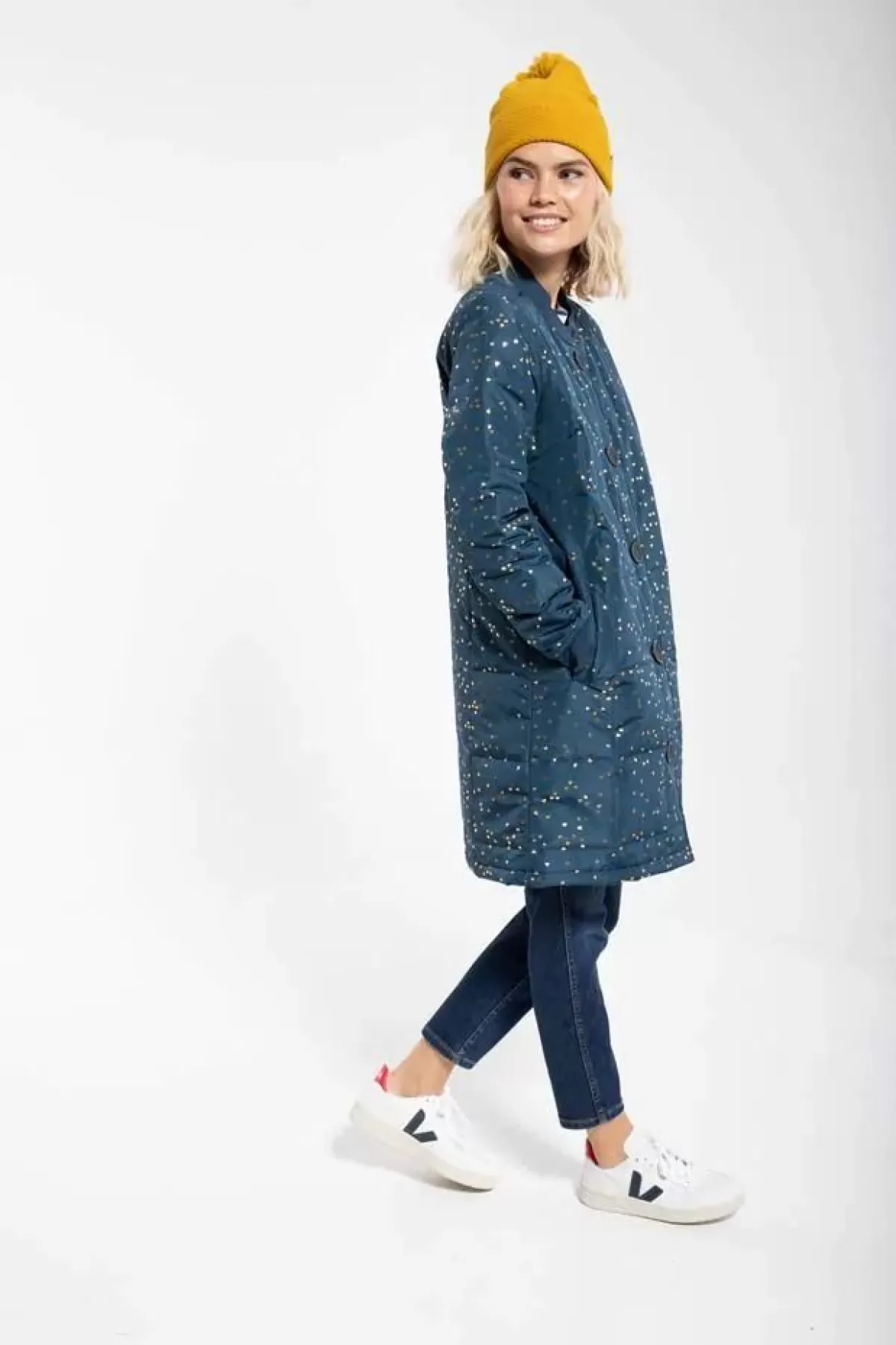 Danefæ Thermokleidung>Danelykke Thermo Jacket Deep Ocean Gold Confetti