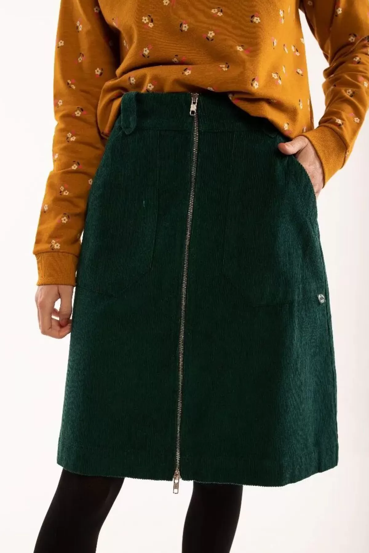 Danefæ Röcke>Danemadelaine Cord Skirt Bottle Green