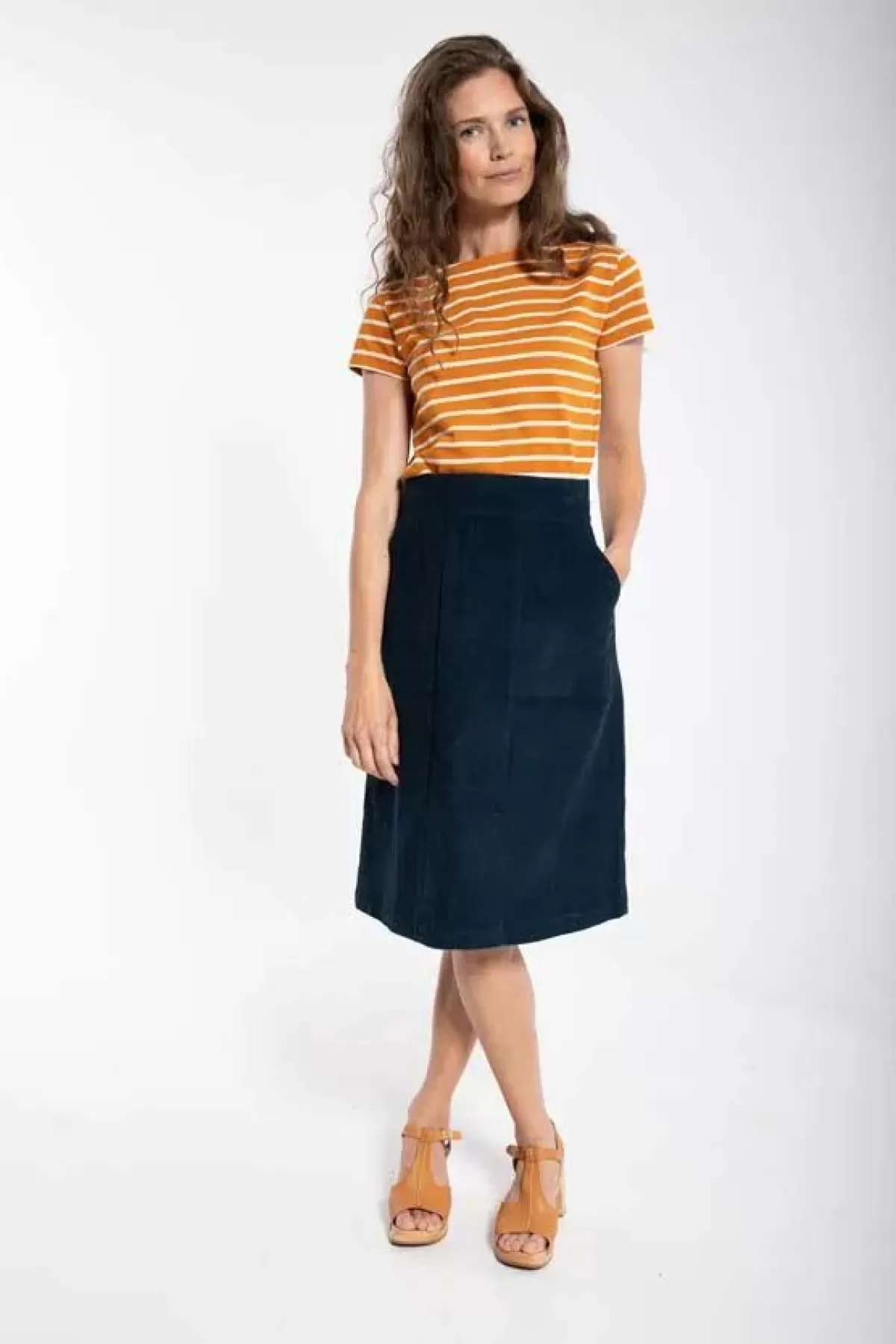 Danefæ Röcke>Danemaren Cord Skirt Dusty Navy