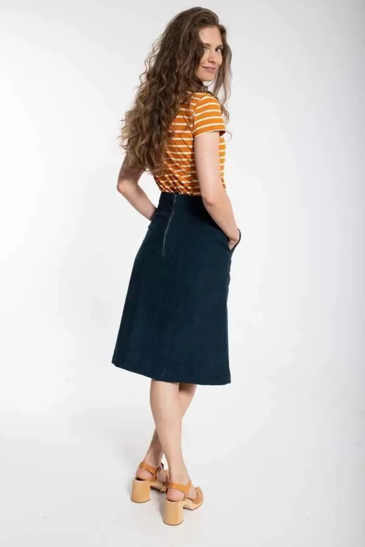 Danefæ Röcke>Danemaren Cord Skirt Dusty Navy