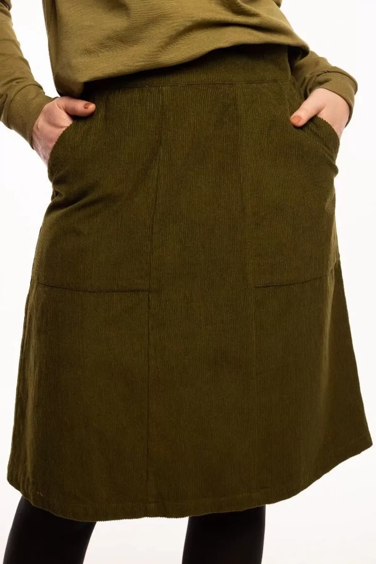 Danefæ Röcke>Danemaren Cord Skirt Olive