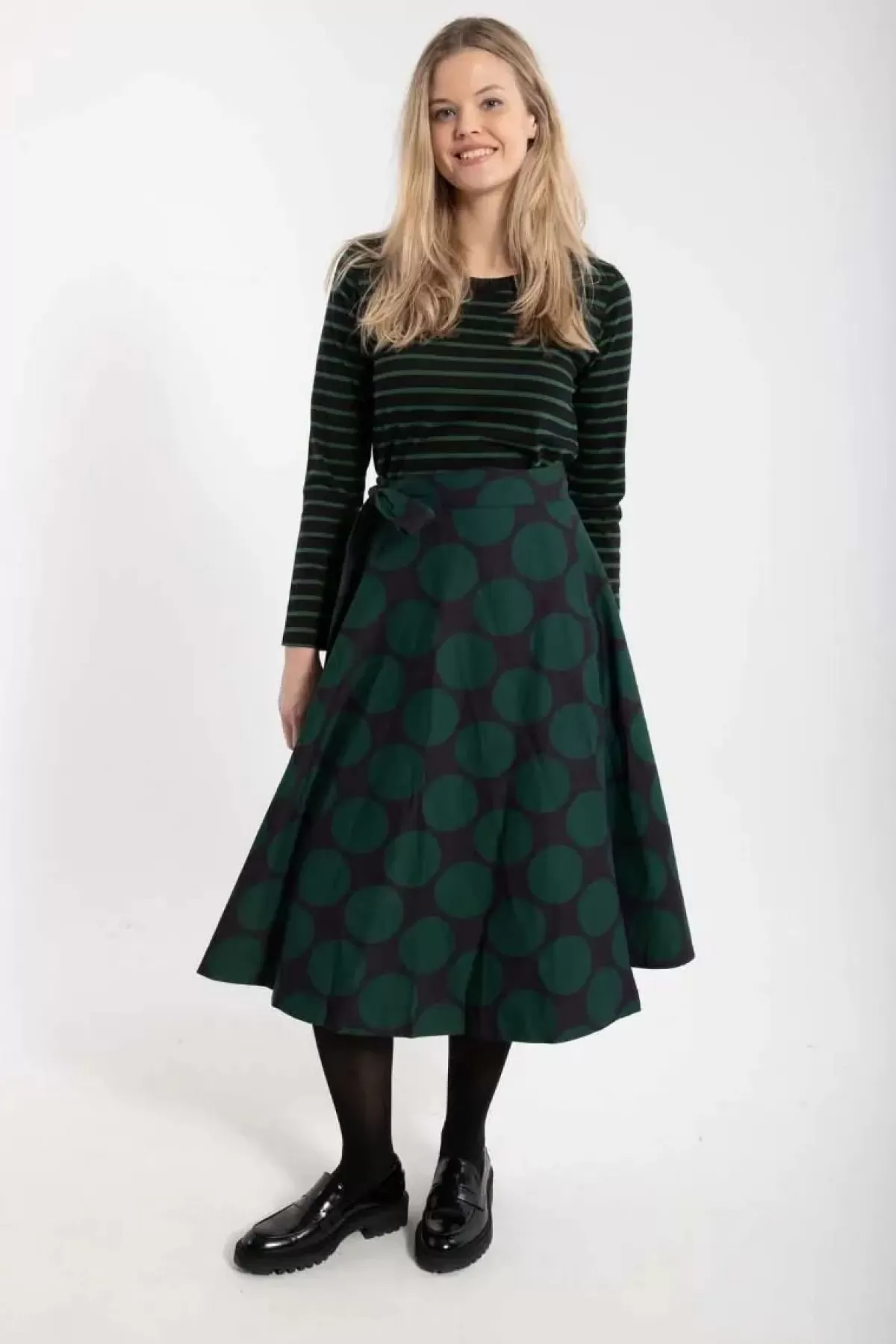 Danefæ Röcke>Danemikkelsen Poplin Skirt Black/Warm Khaki Megadots