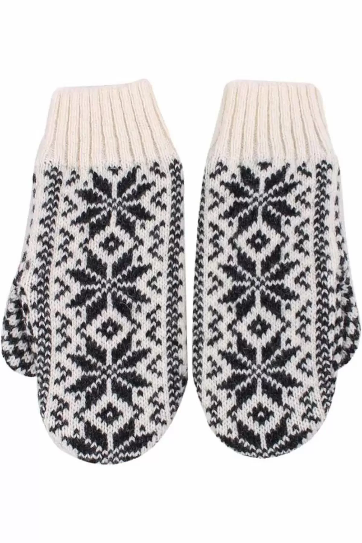 Danefæ Handschuhe>Danestay Warm Wool Mittens White/Dk Grey