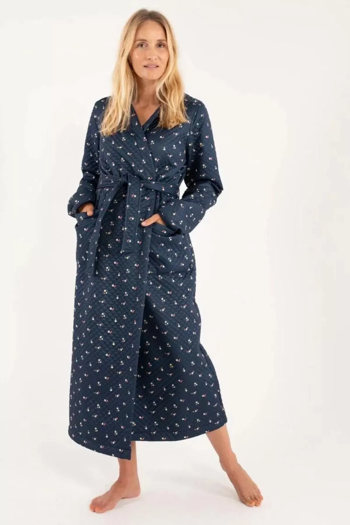 Danefæ Winter-Bademäntel>Daneviking Robe Navy Mini Flower