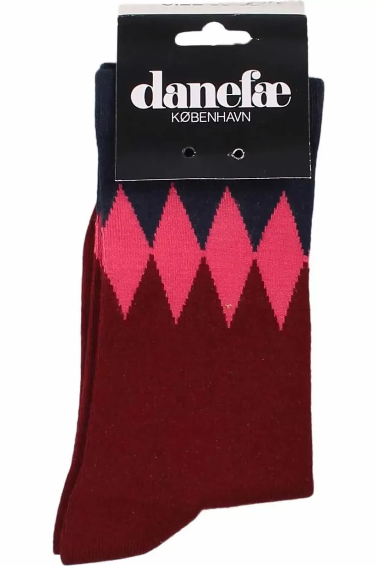 Danefæ Socken Und Strümpfe>Danewalk With Me Socks Redwine/Dk Navy Diamonds