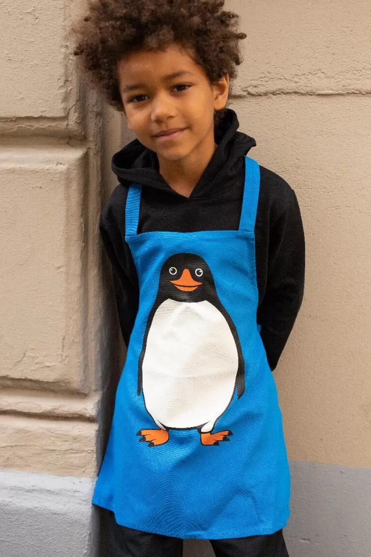 Danefæ Textilien Für Kinder>Dyr Apron - Kids Blue Pingvin