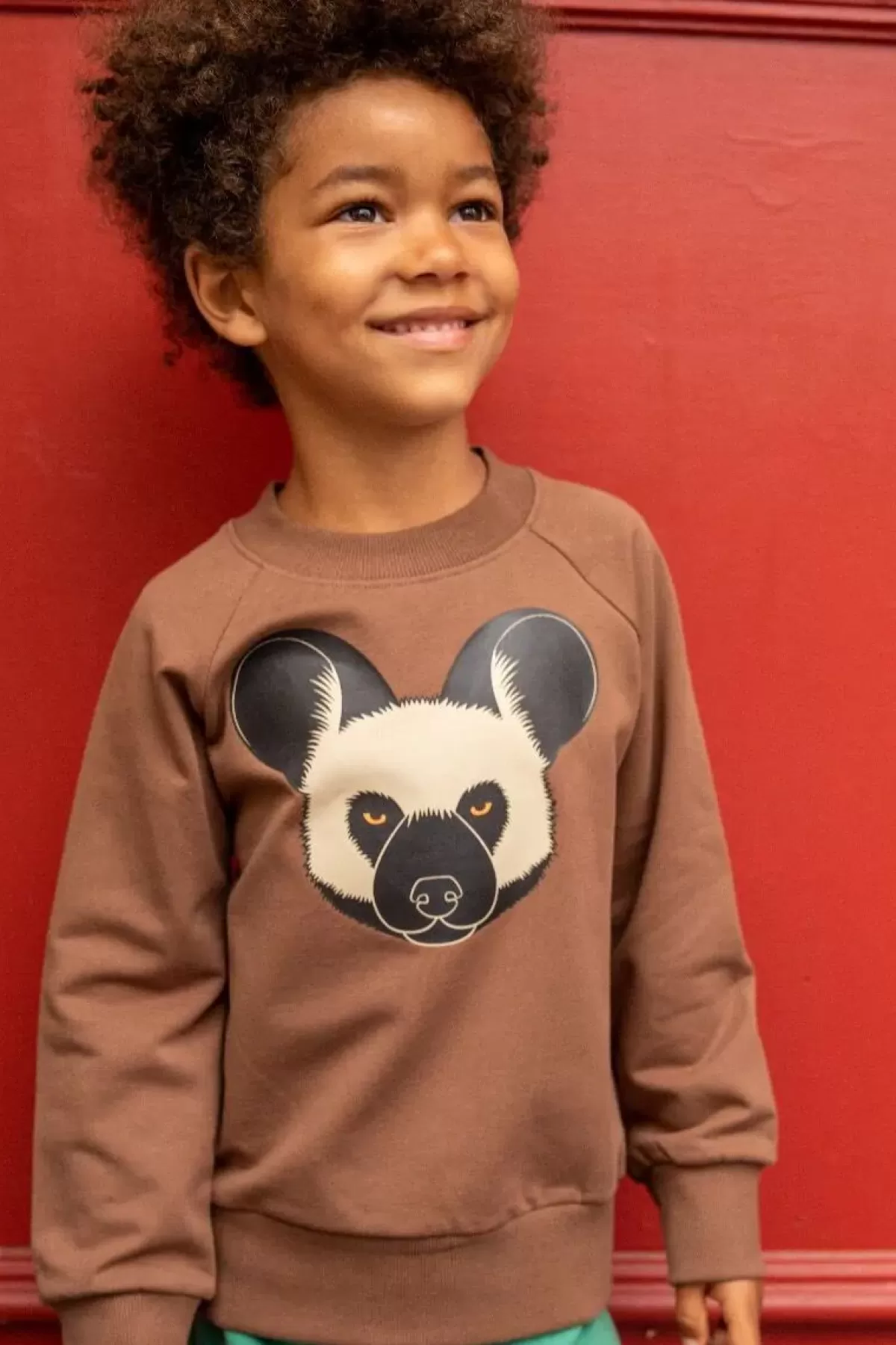 Clearance Dyrbellow Sweat Brown Vildhund Kinder Sweatshirts