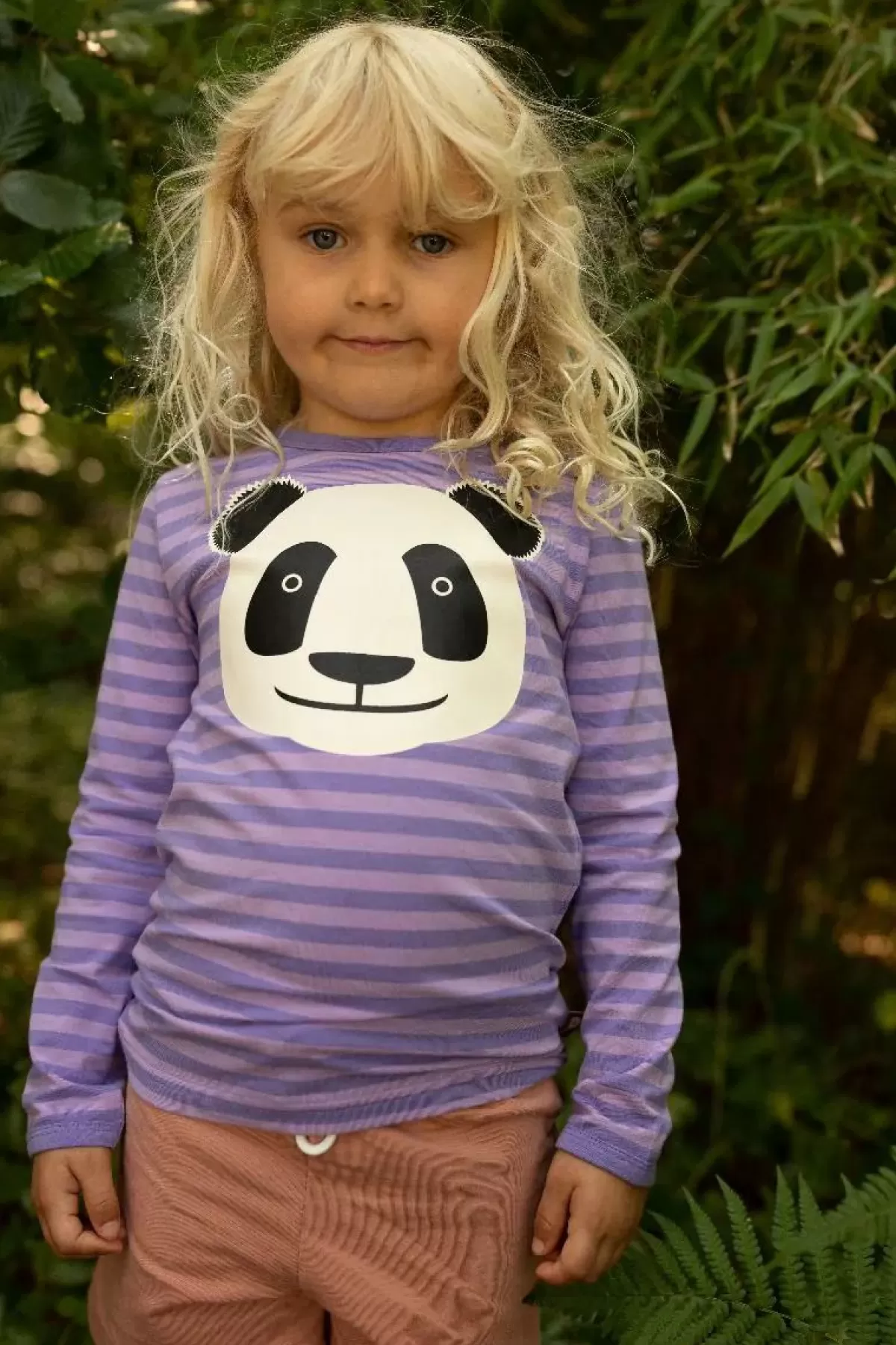 Fashion Dyrroar T Aop/Strib Soft Viola/Viola Panda Kinder Hemden Und Shirts