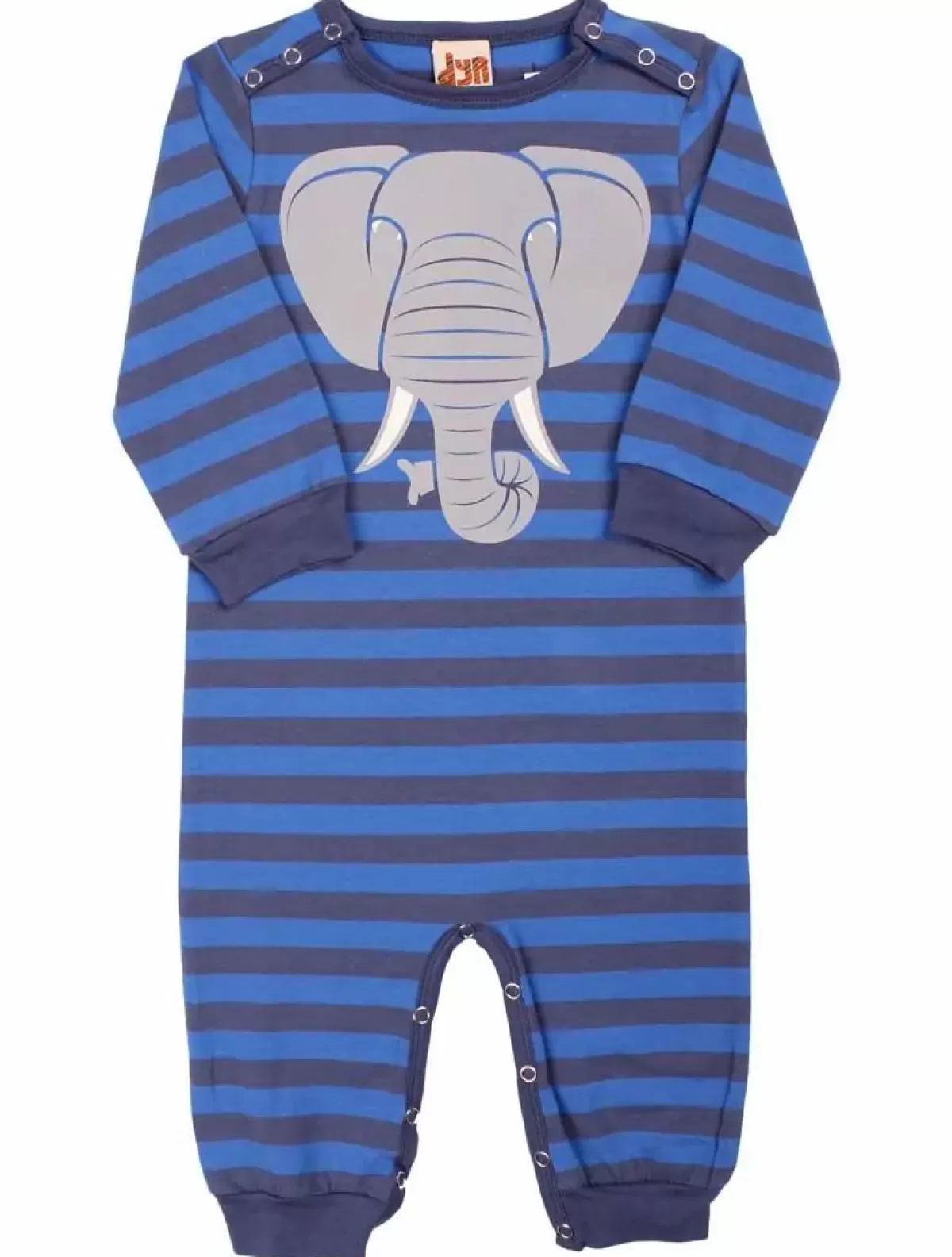 New Dyrtweet Suit Aop/Strib Grey Marine/Royal Blue Elefant Baby Strampler