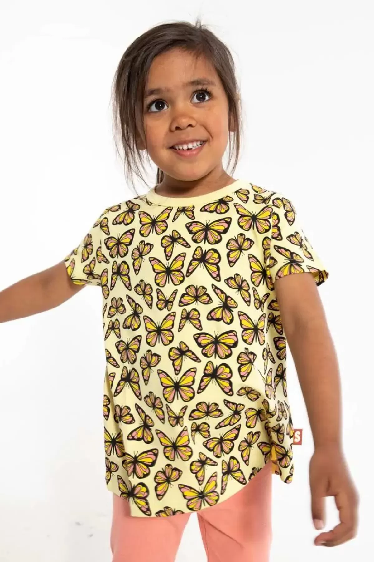 Flash Sale Dyrwildlife Tee Aop/Strib Pale Yellow Flutter Kinder T-Shirts