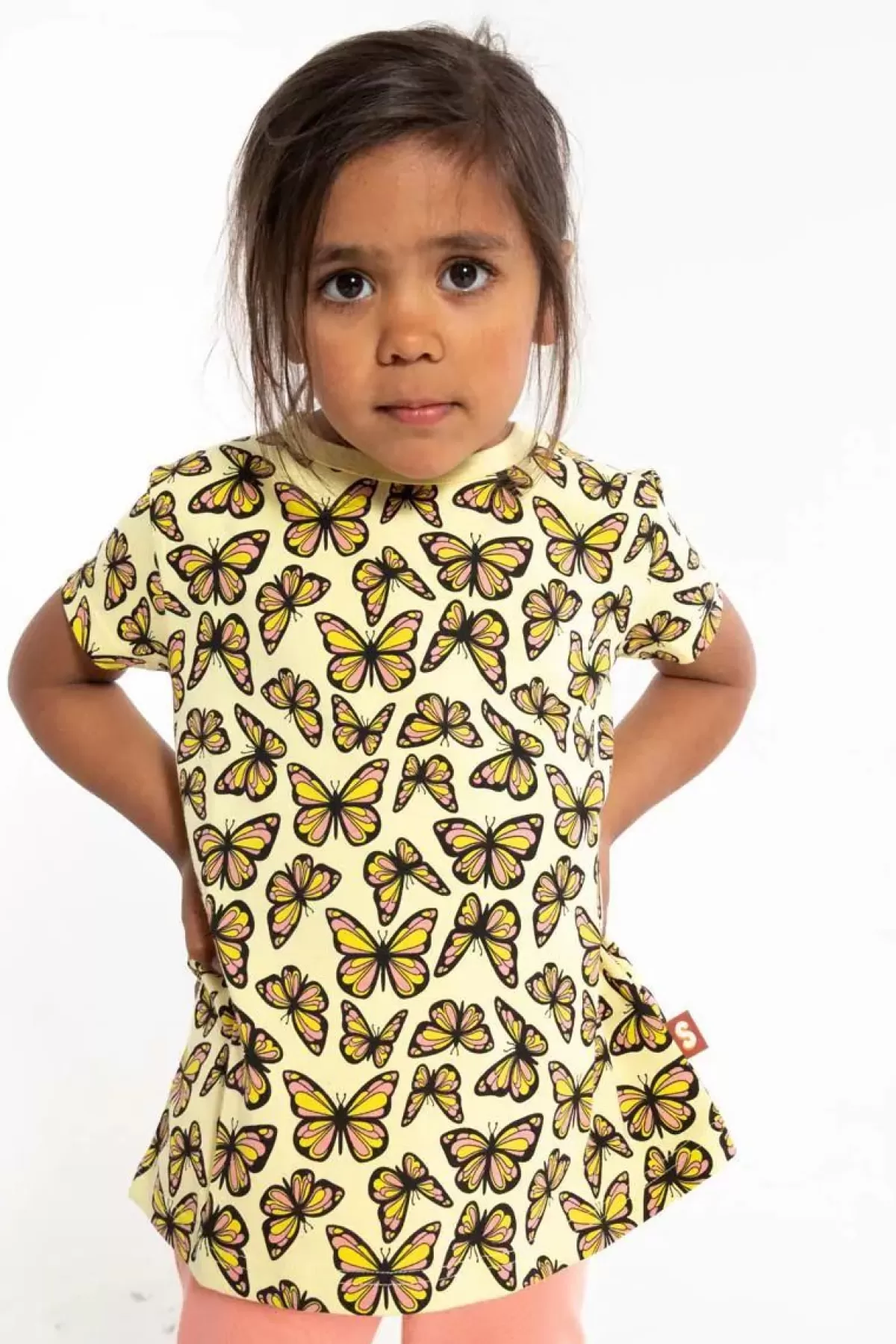 Flash Sale Dyrwildlife Tee Aop/Strib Pale Yellow Flutter Kinder T-Shirts