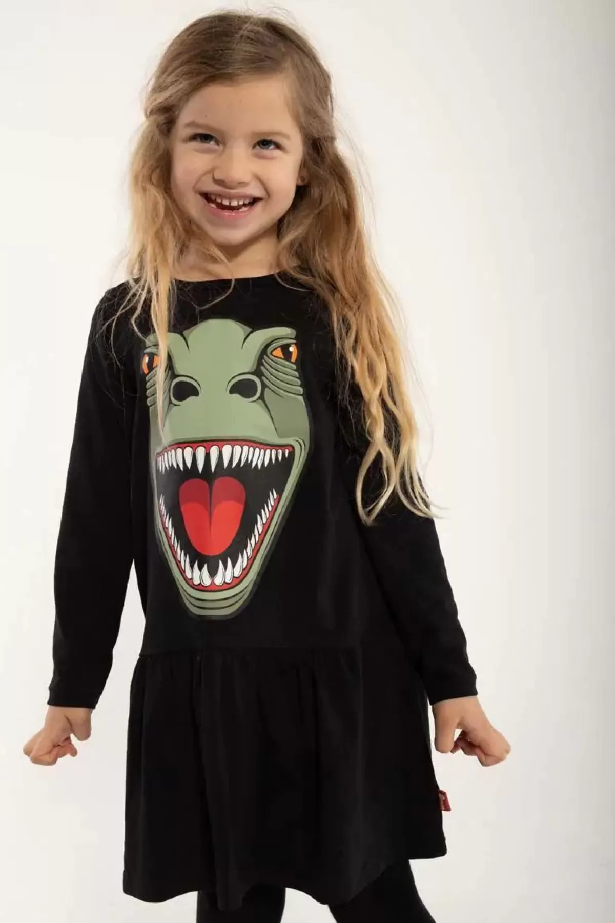 Fashion Dyrzanzi Dress Ls Black T-Rex Kinder Kleider