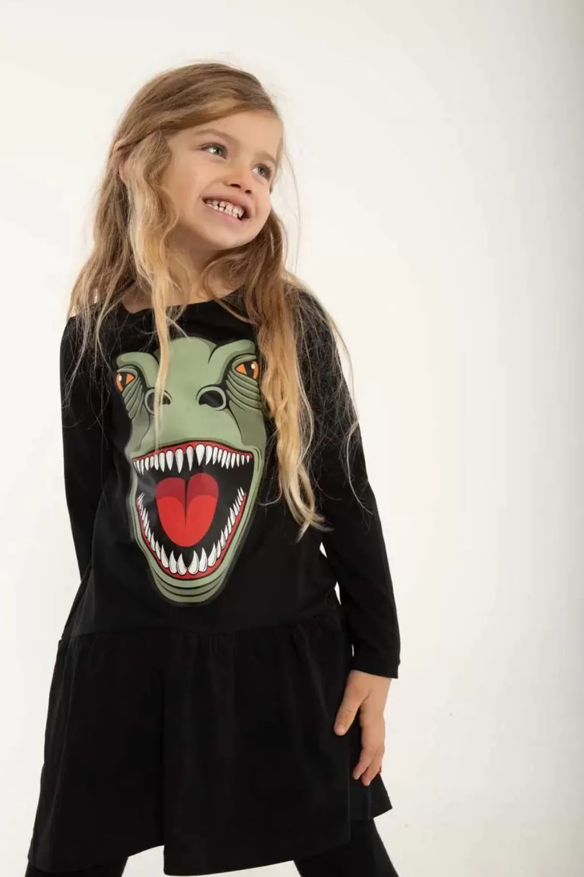 Fashion Dyrzanzi Dress Ls Black T-Rex Kinder Kleider