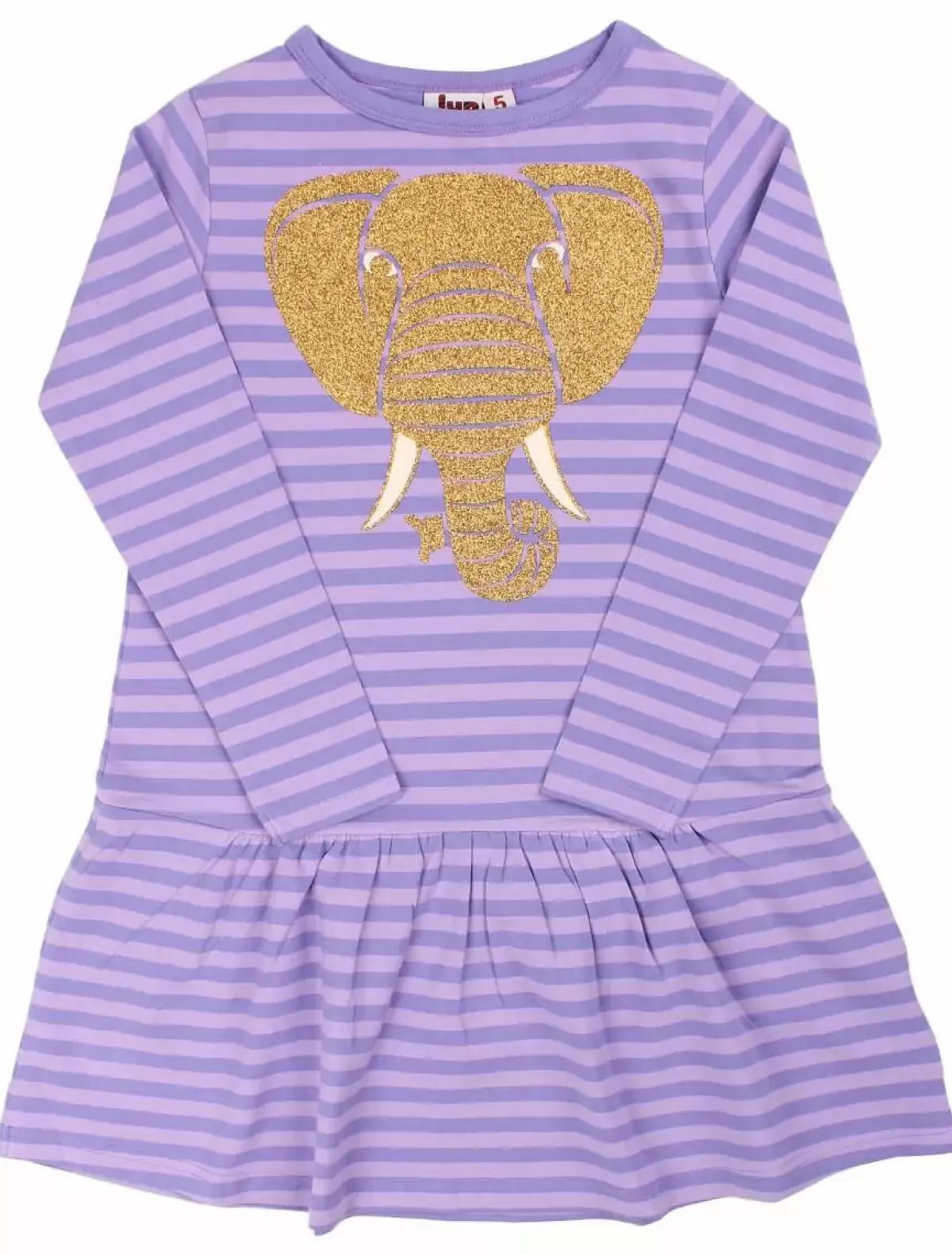 Clearance Dyrzanzi Ls Dress Aop/Strib Soft Viola/Viola Guld Elefant Kinder Kleider