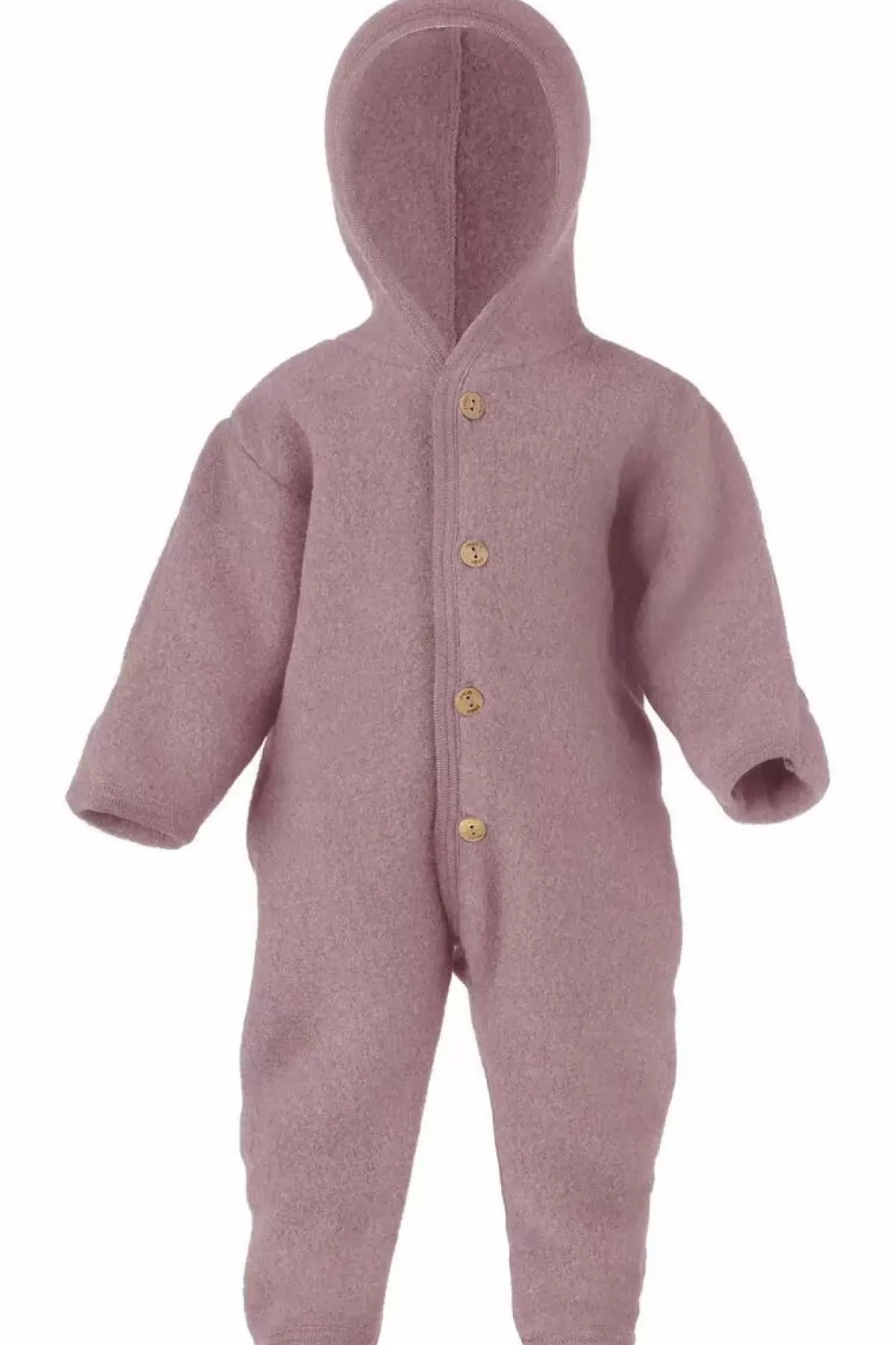 Store Engel Wool Natur Hooded Overall Rosewood Melange Baby Schneeanzüge