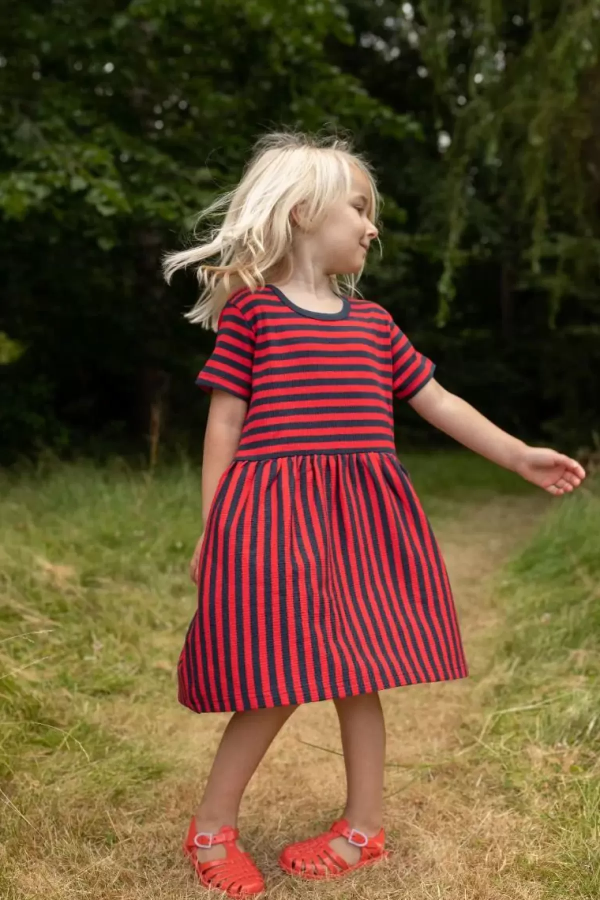 New Ess - Daneslurpy Dress Dk Navy/Red Kinder Kleider