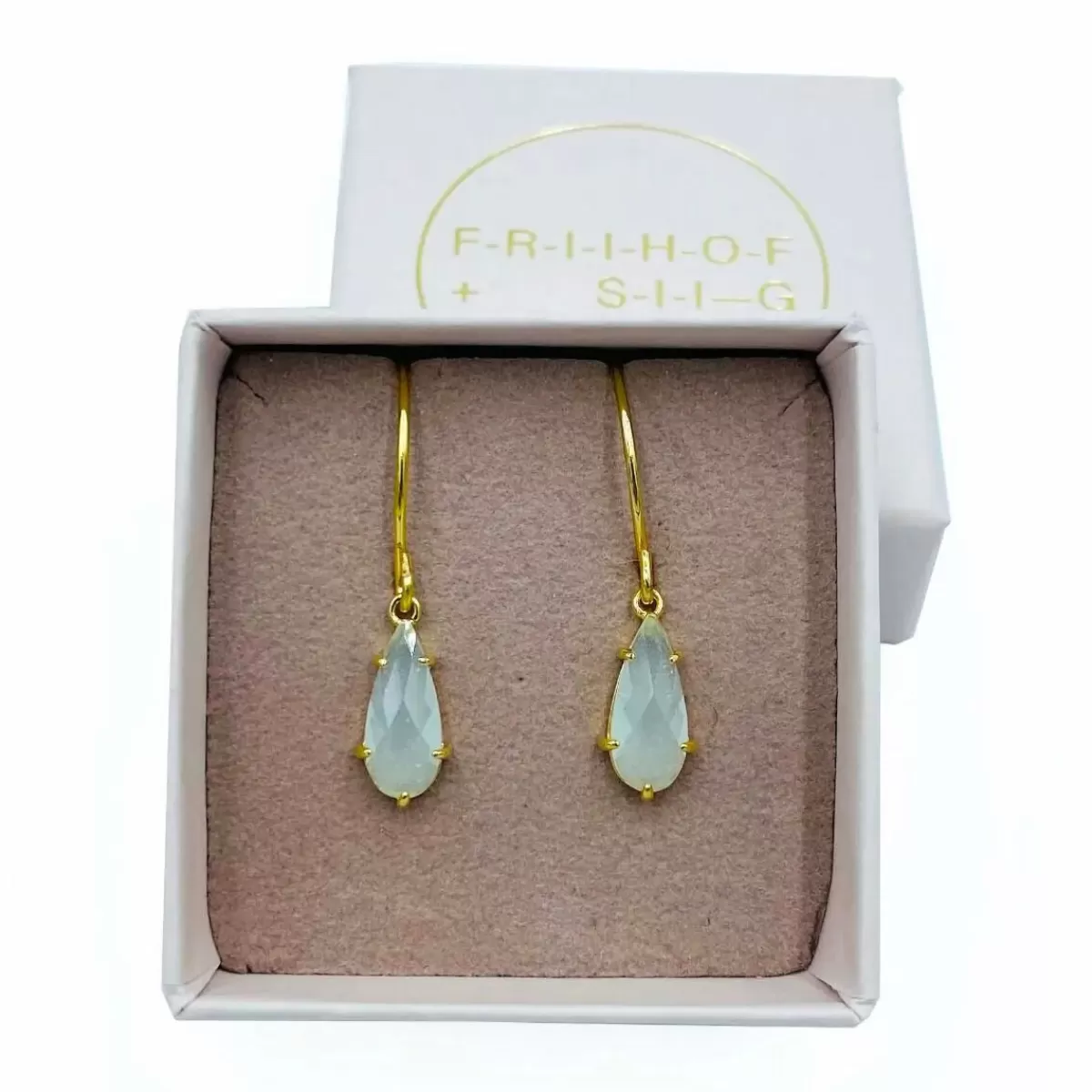 Danefæ Schmuck>Friihofsiig Oreringe Oval Drabe Iceblue