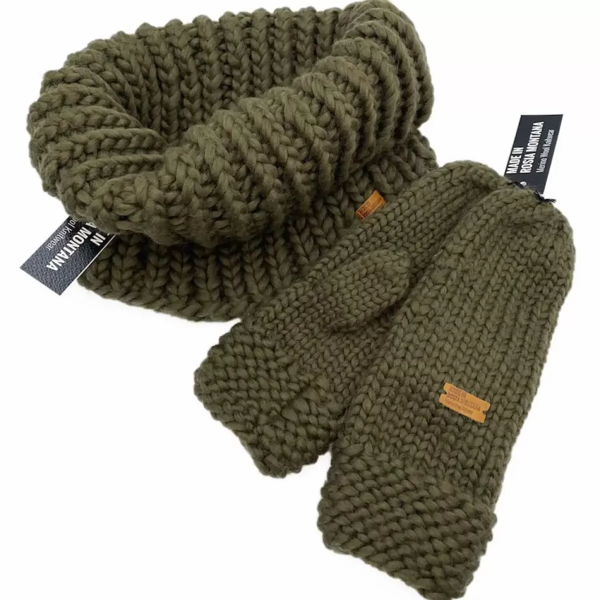 Danefæ Handschuhe>Handstrikket Merinould Vanter Military Olive