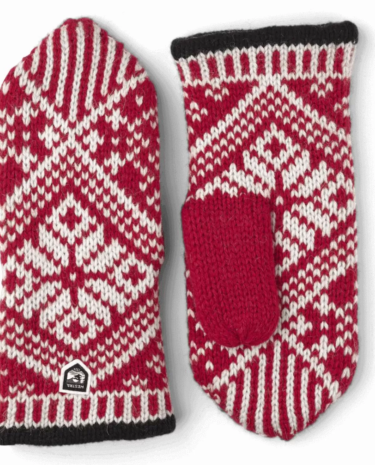 Danefæ Handschuhe>Hestra Nordic Wool Mittens Red/Off White