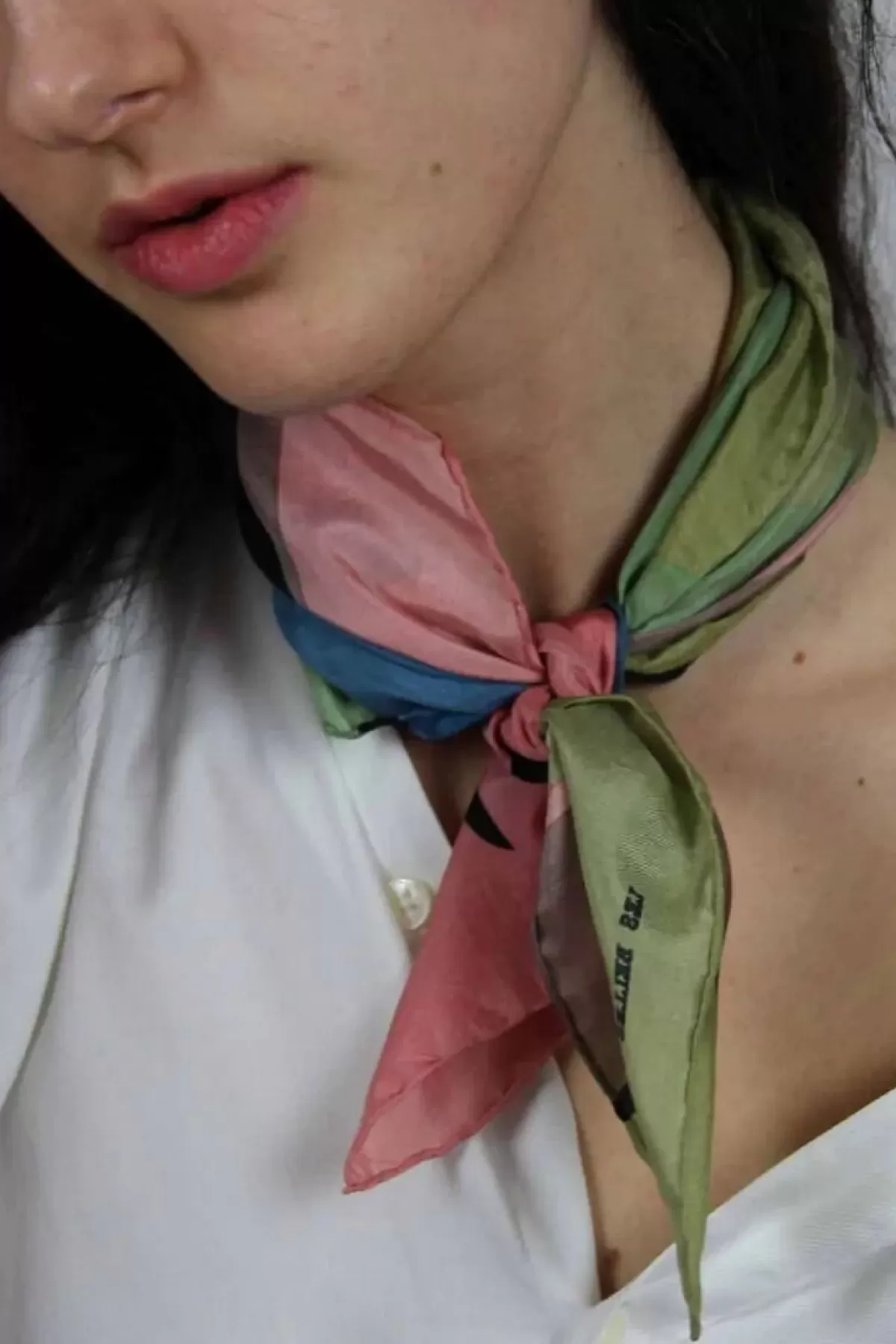 Danefæ Schals>Les Belles Vagabondes Mini Silk Scarf Expression Green