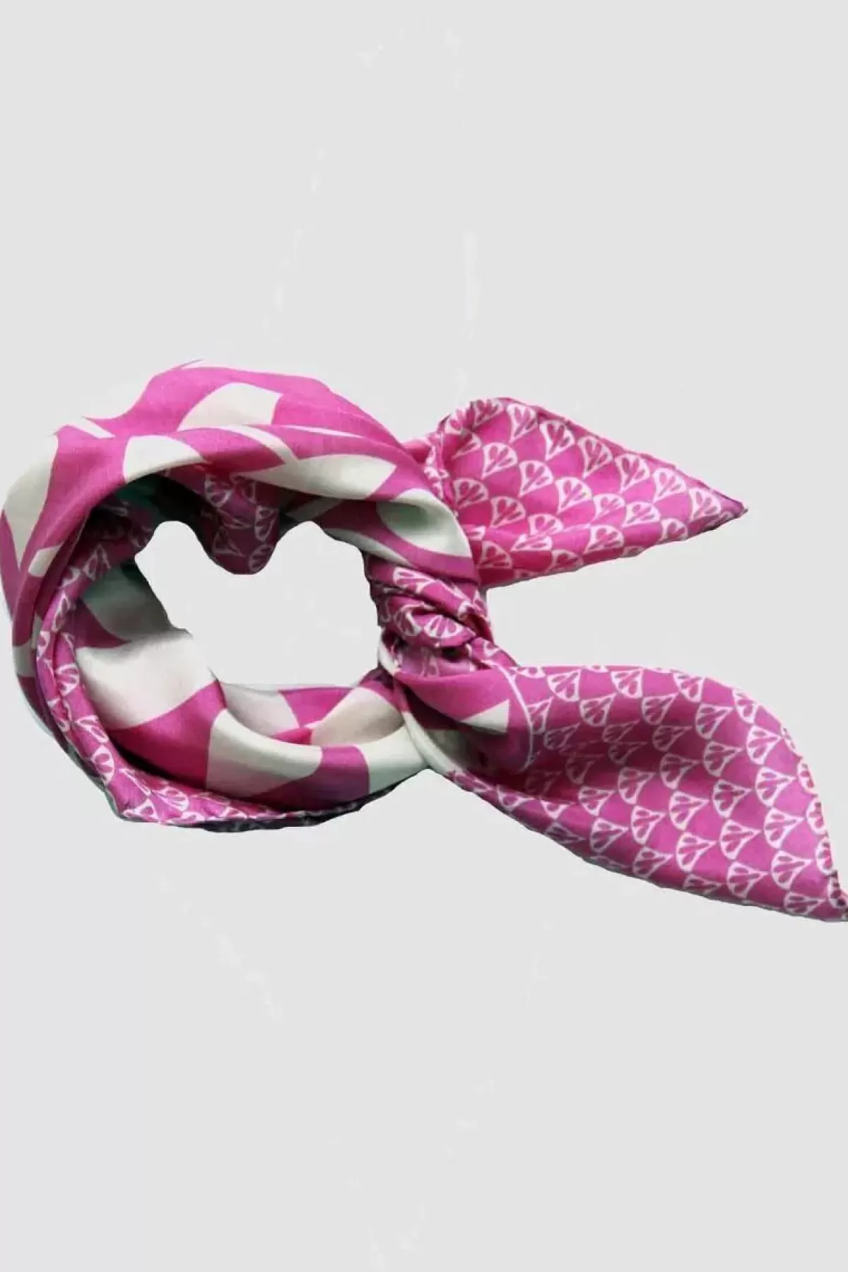 Danefæ Schals>Les Belles Vagabondes Mini Silk Scarf Ficus Fuchsia