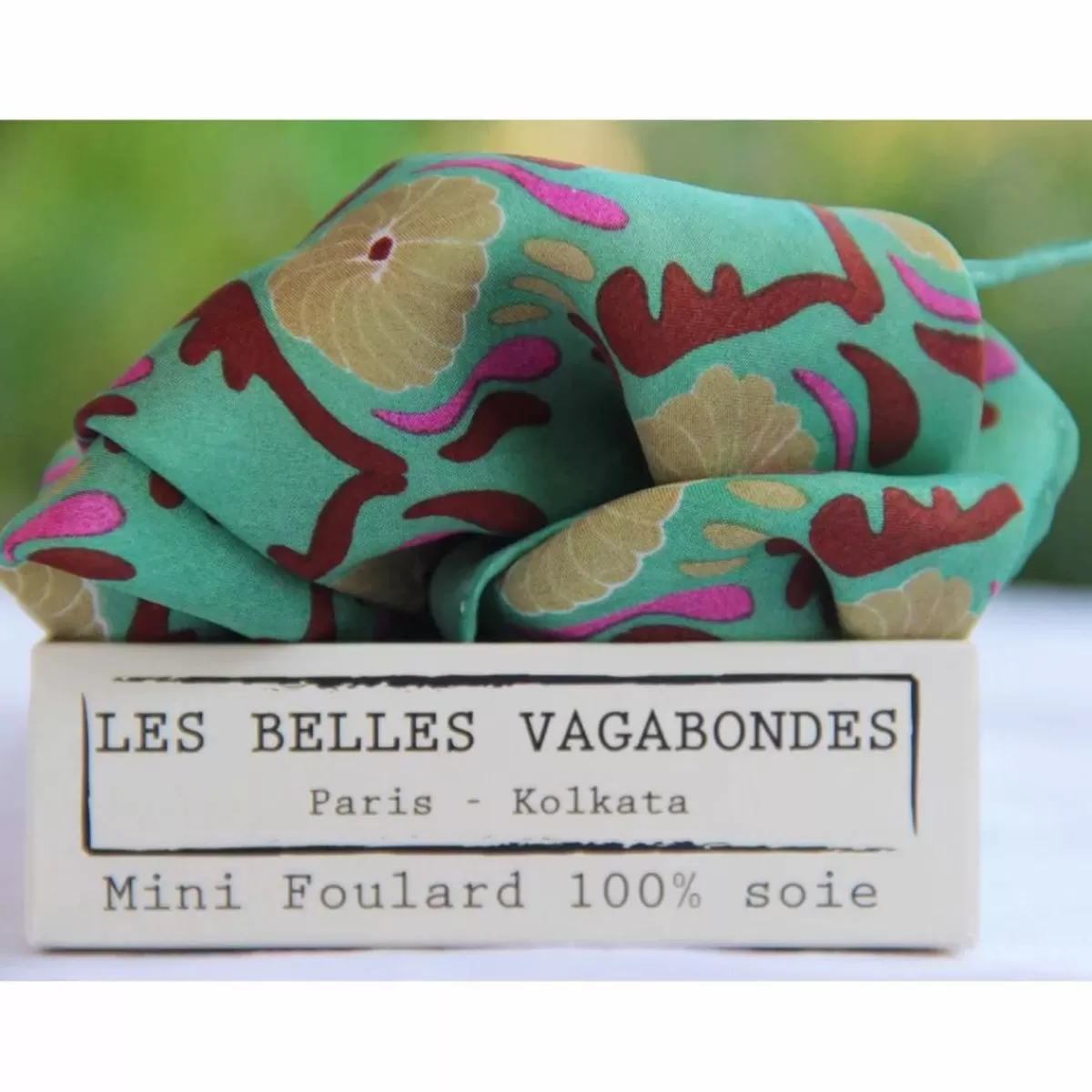 Danefæ Schals>Les Belles Vagabondes Mini Silk Scarf Jaipur Green