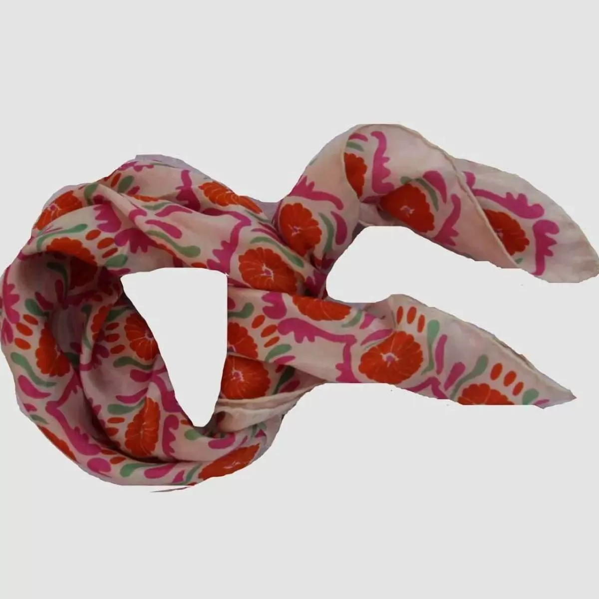 Danefæ Schals>Les Belles Vagabondes Mini Silk Scarf Jaipur Pink/Orange