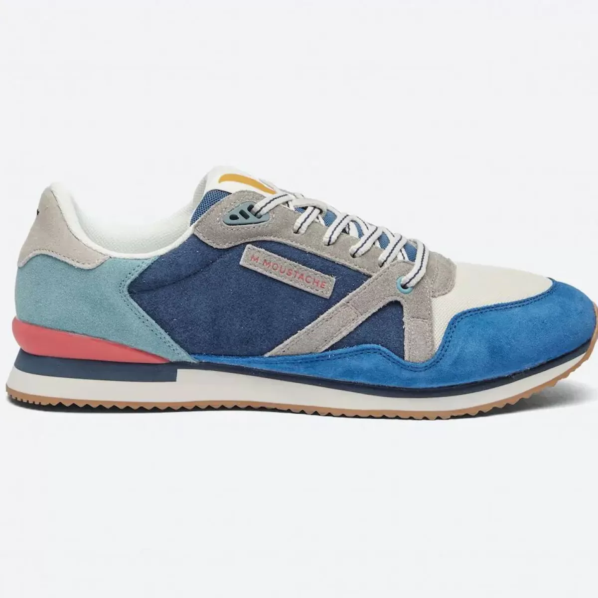 Danefæ Sneakers>M.Moustache Andre Running Sneakers Suede Bleu Ecru Gris