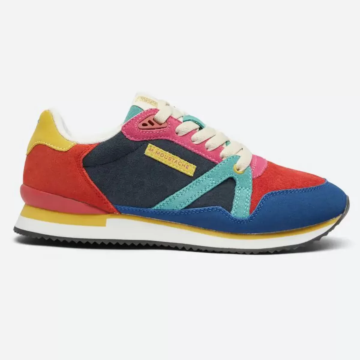 Danefæ Sneakers>M.Moustache Andre Running Sneakers Suede Bleu Rouge Orange