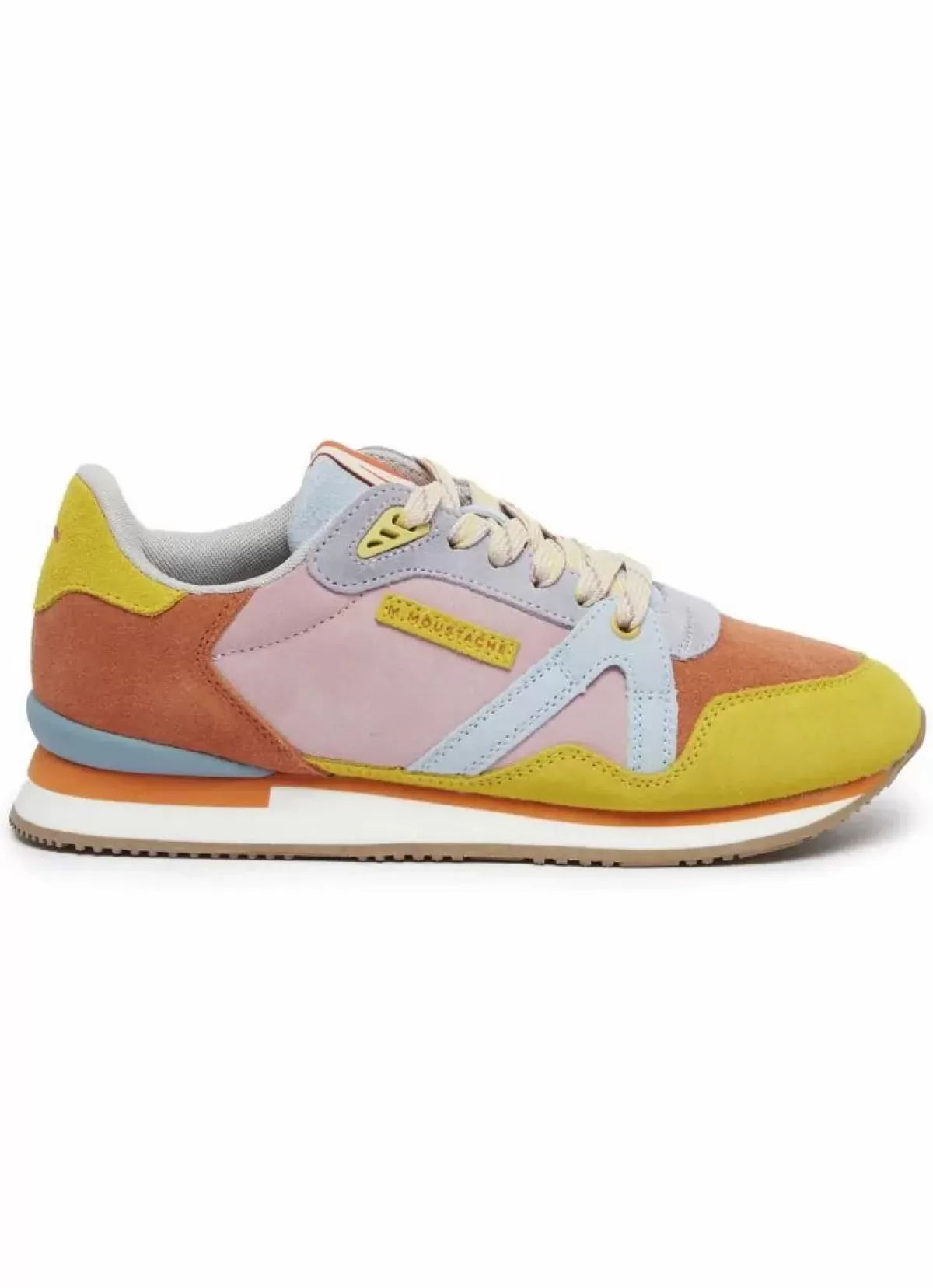 Danefæ Sneakers>M.Moustache Andre Running Sneakers Suede Jaune Orange Ciel